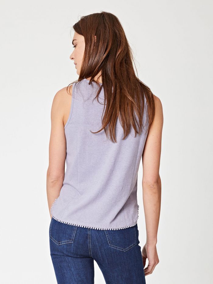 Top gris en chanvre et coton