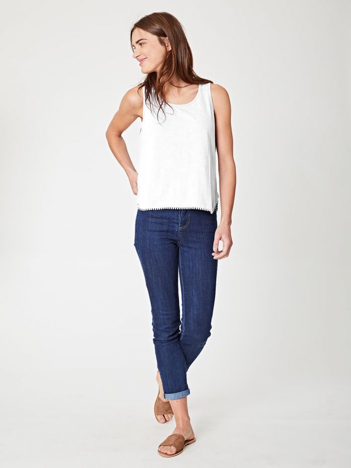 Top blanc en chanvre et coton
