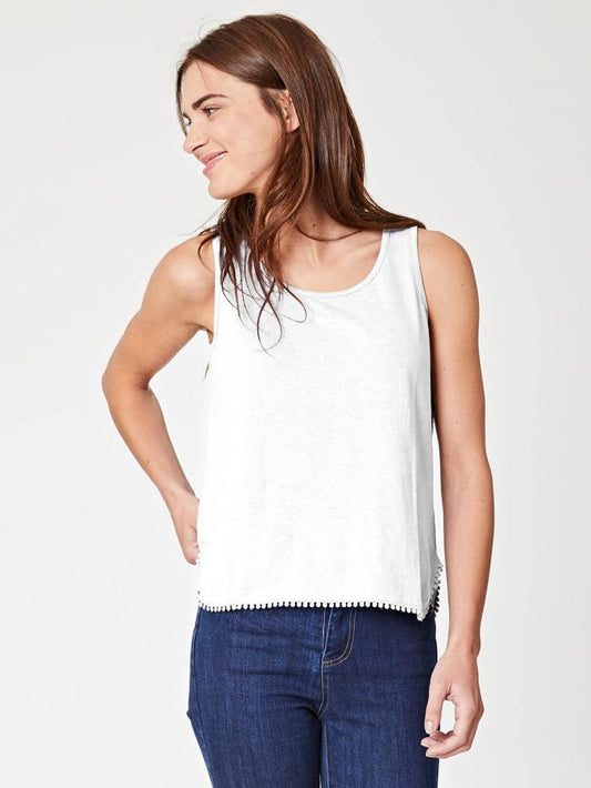 Top blanc en chanvre et coton