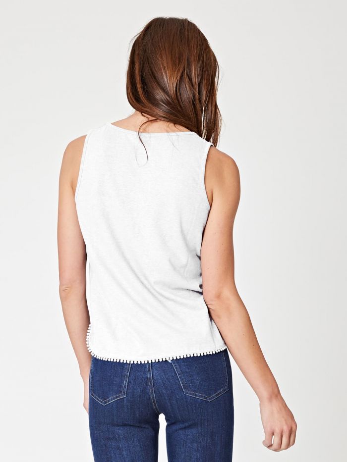 Top blanc en chanvre et coton