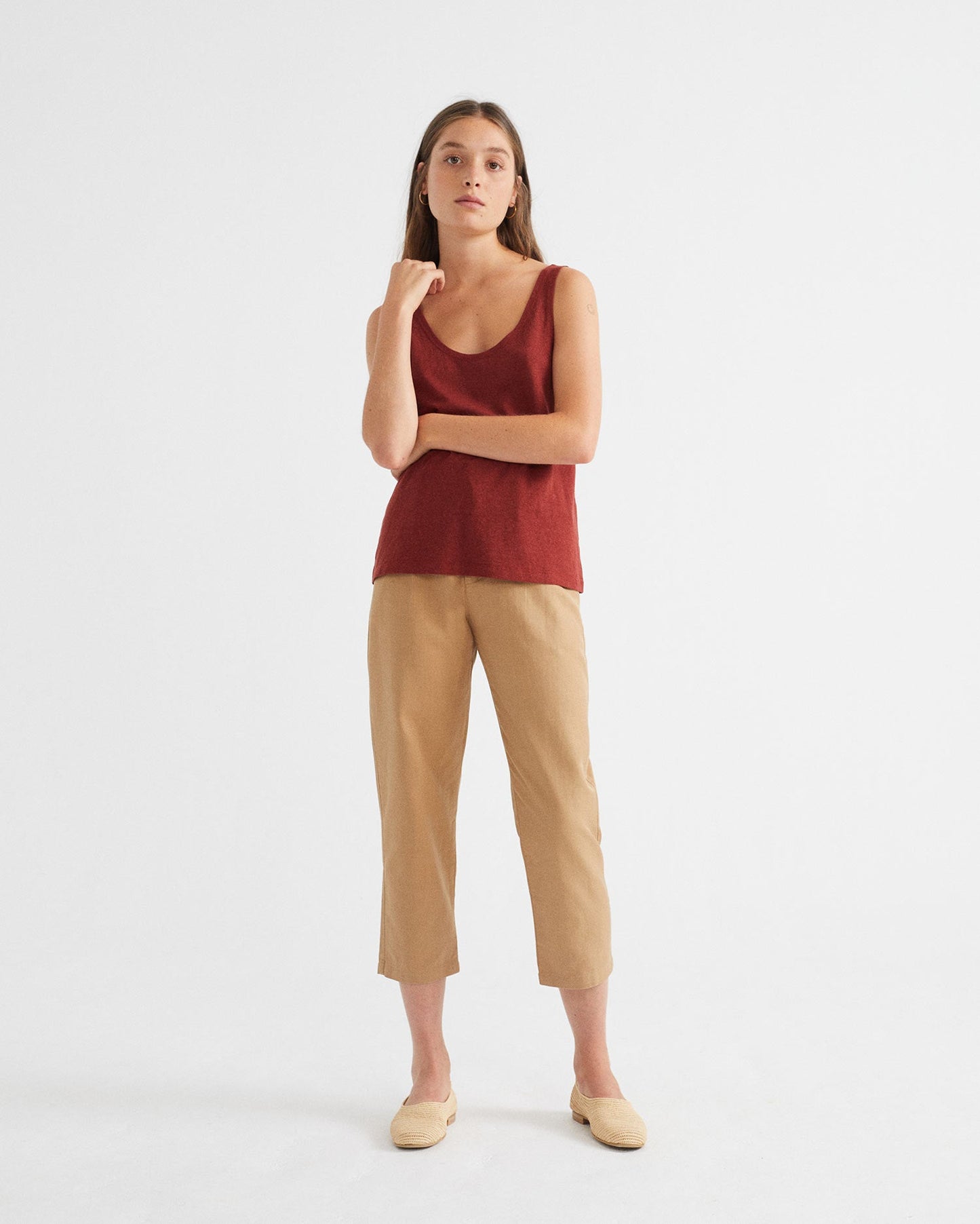 Débardeur rouge en chanvre et coton bio - Hemp tank top
