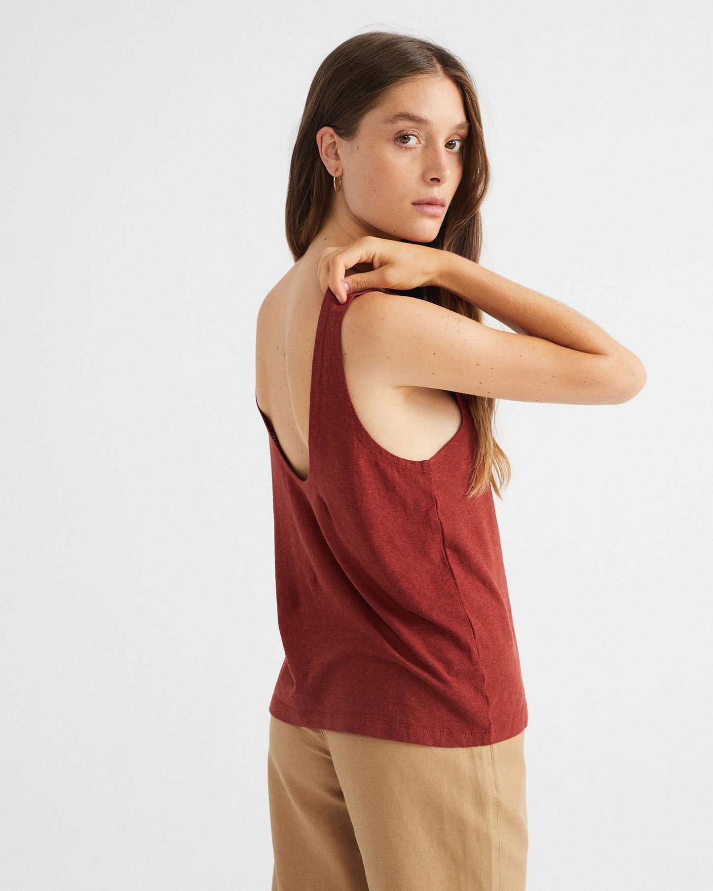 Débardeur rouge en chanvre et coton bio - Hemp tank top