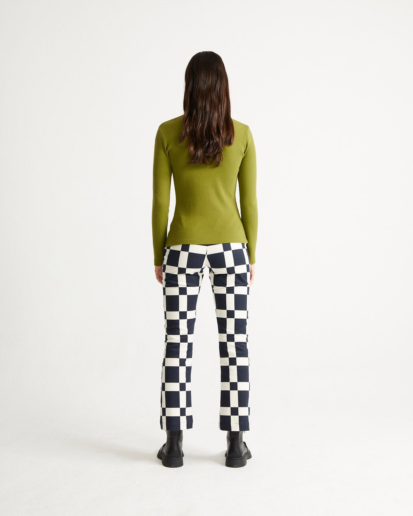 Pull col montant vert en coton bio - rib aine parrot green