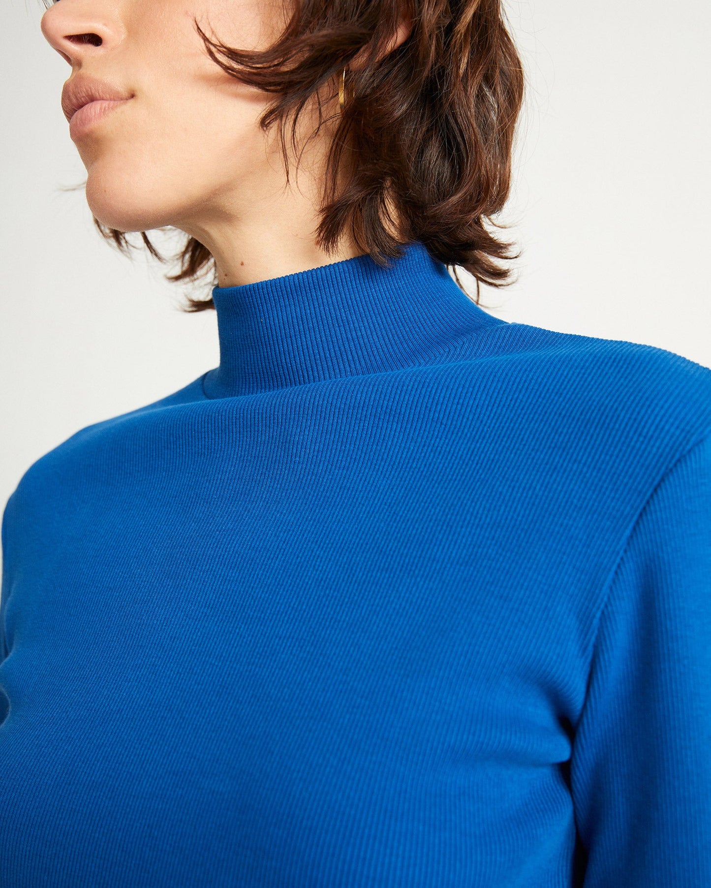 sous-Pull col montant en coton bio | bleu "rib aine klein blue"