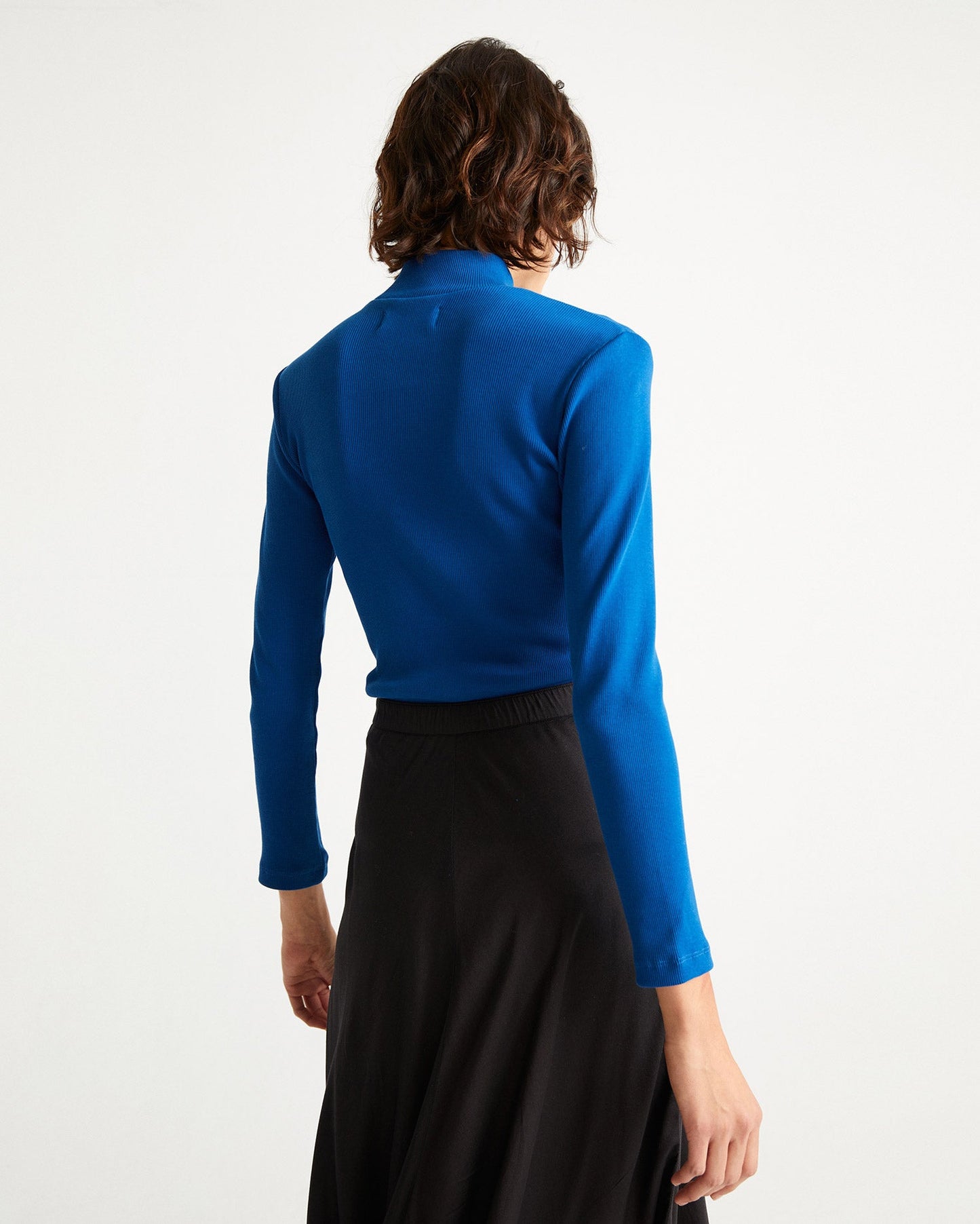 sous-Pull col montant en coton bio | bleu "rib aine klein blue"