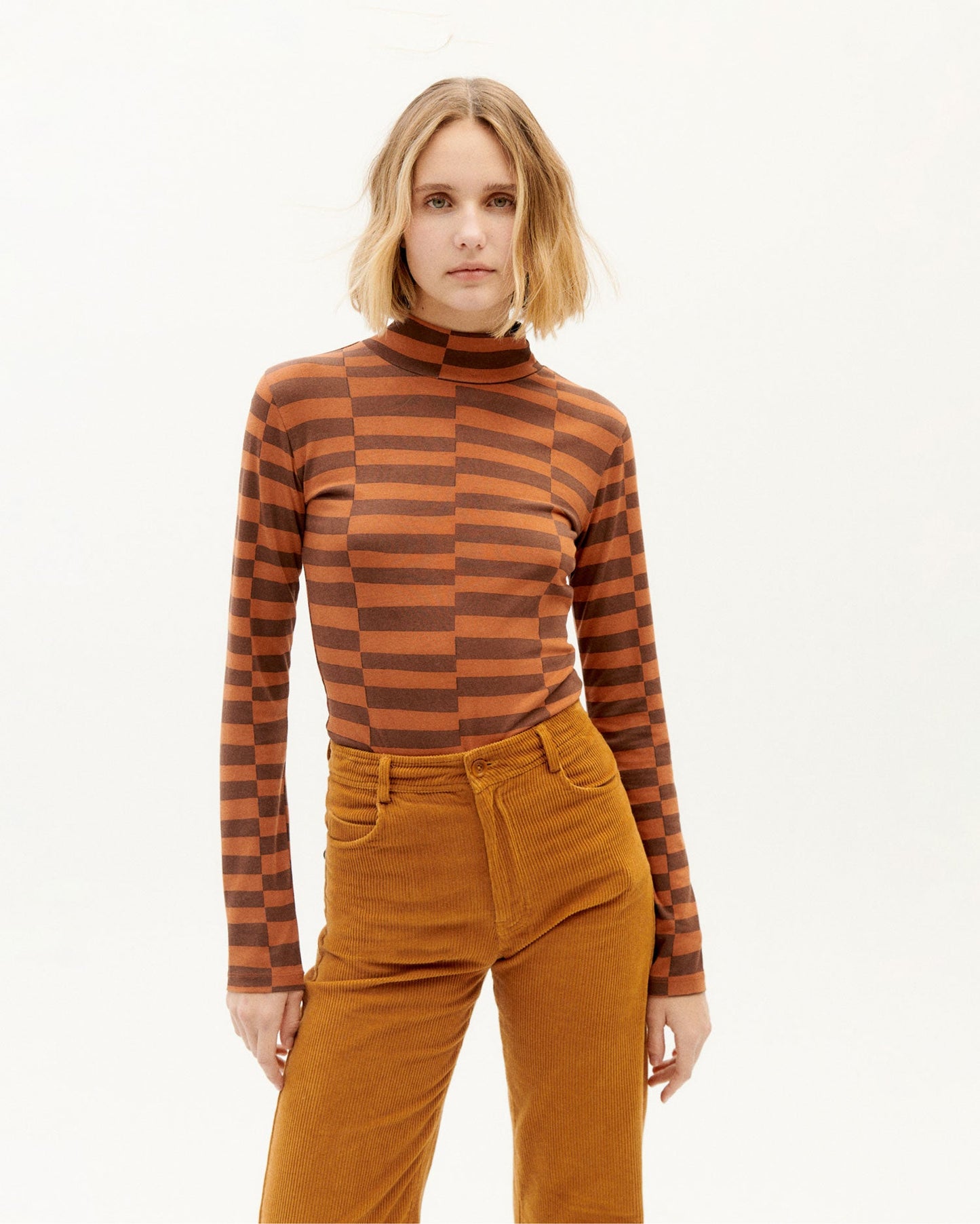 Top manches longues bicolore en coton bio - tipsy brown ellen