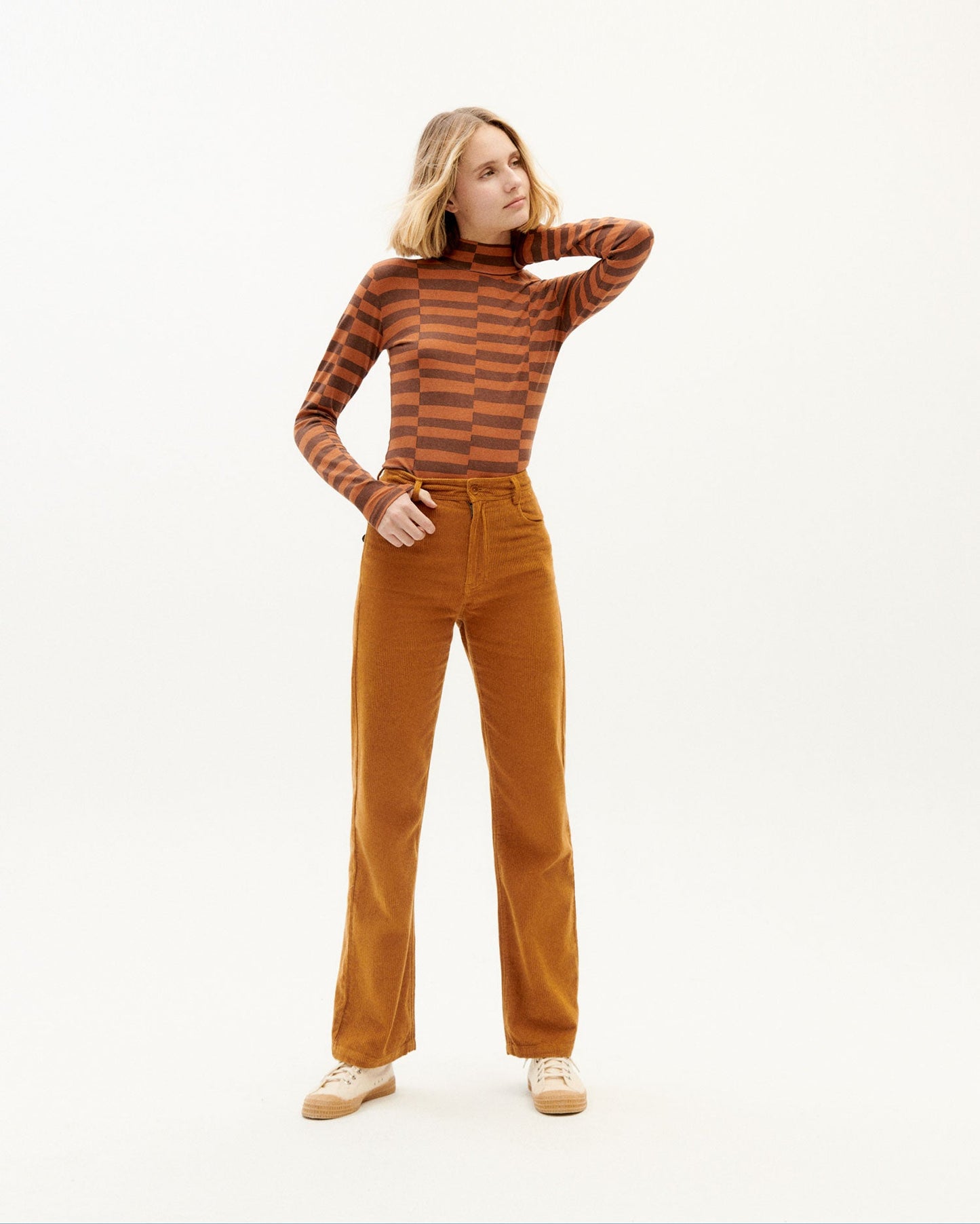 Top manches longues bicolore en coton bio - tipsy brown ellen