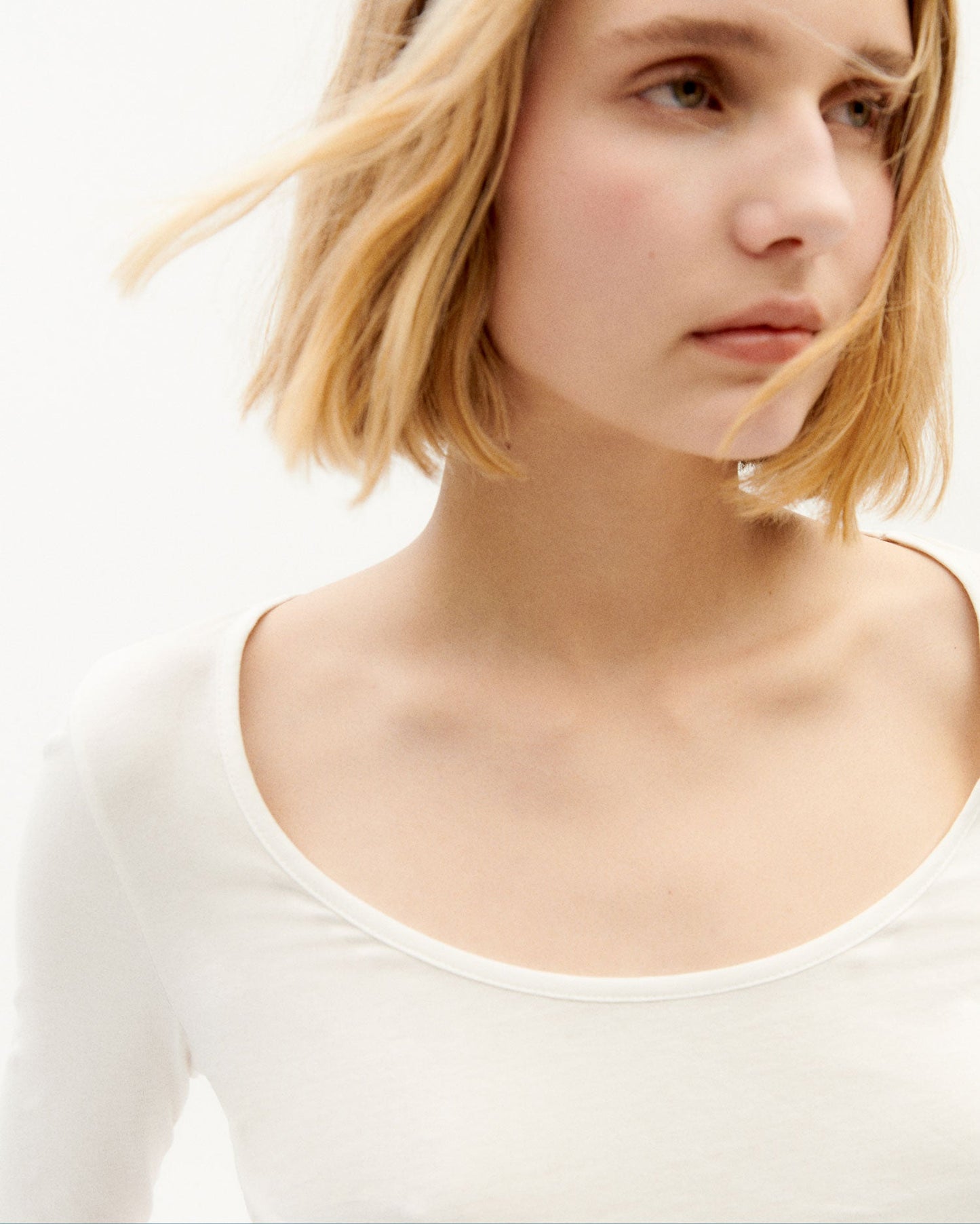 Top manches longues blanc en coton bio - white carla l/s top