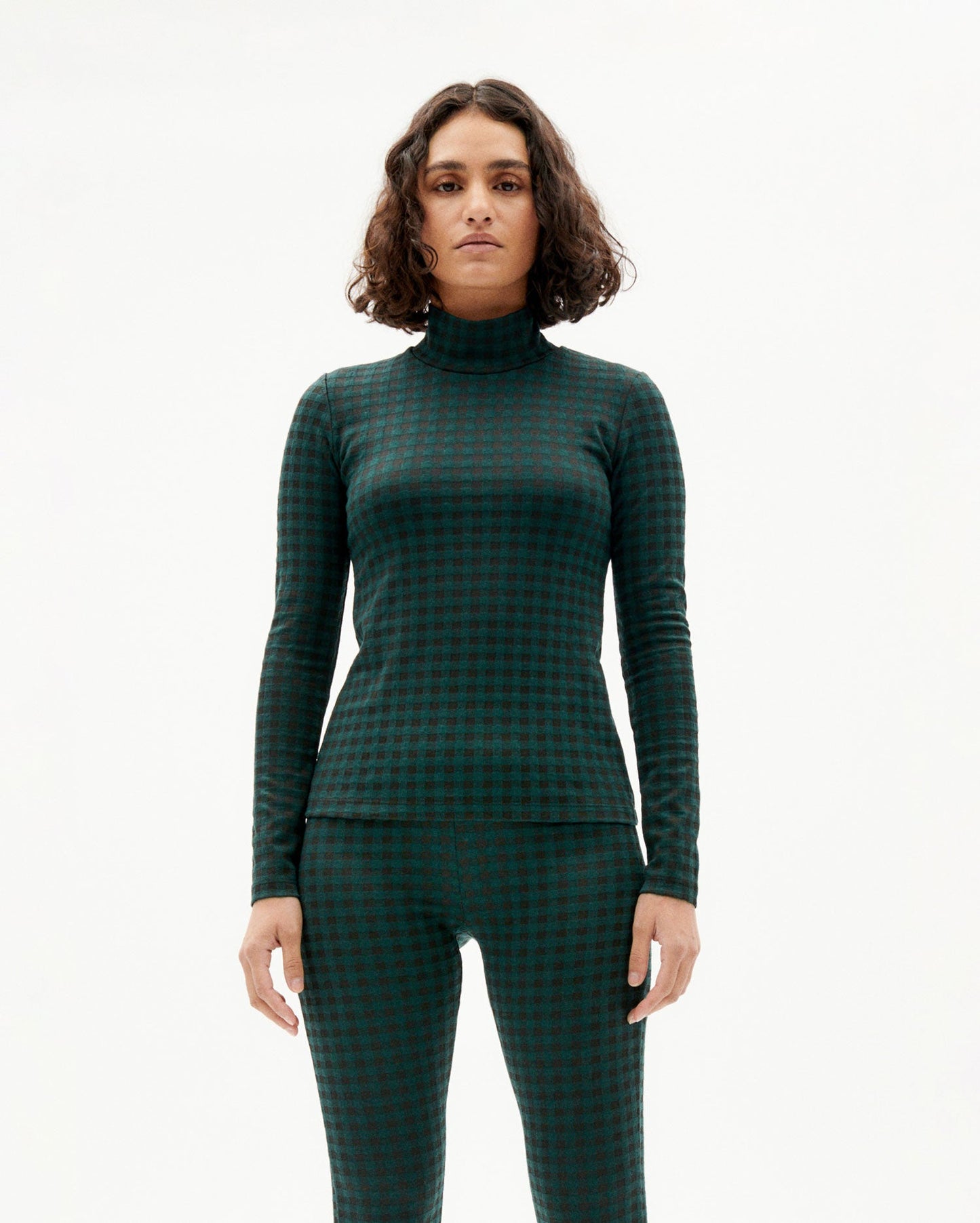 Col roulé bicolore en ecovero et recyclé - jacquard vichy trash ellen