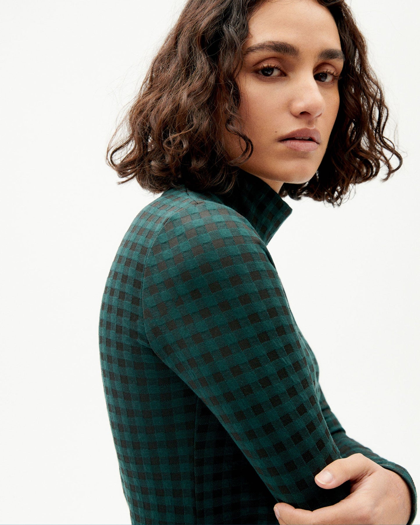 Col roulé bicolore en ecovero et recyclé - jacquard vichy trash ellen