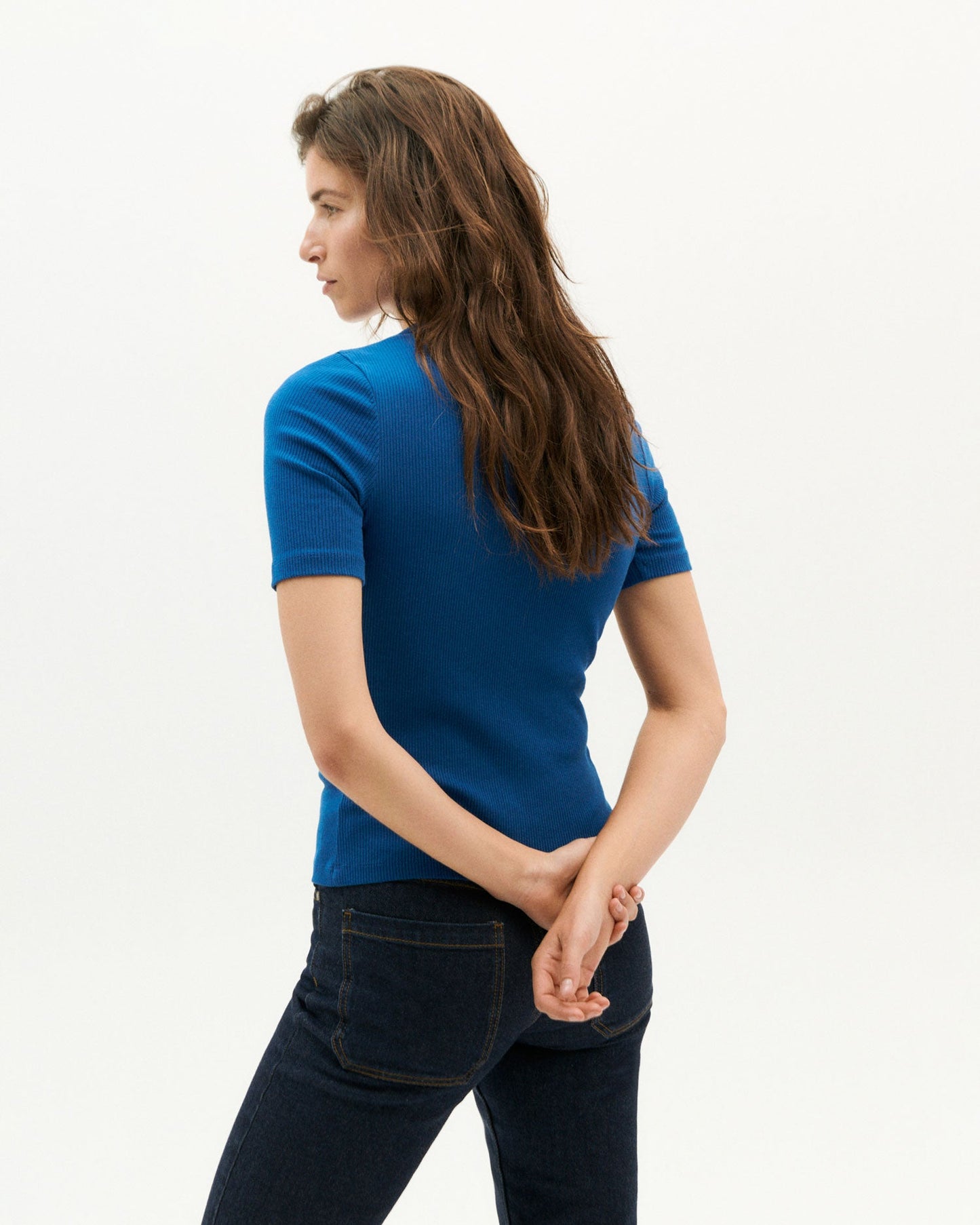 T-shirt côtelé bleu klein en coton bio - blue klein dakota top