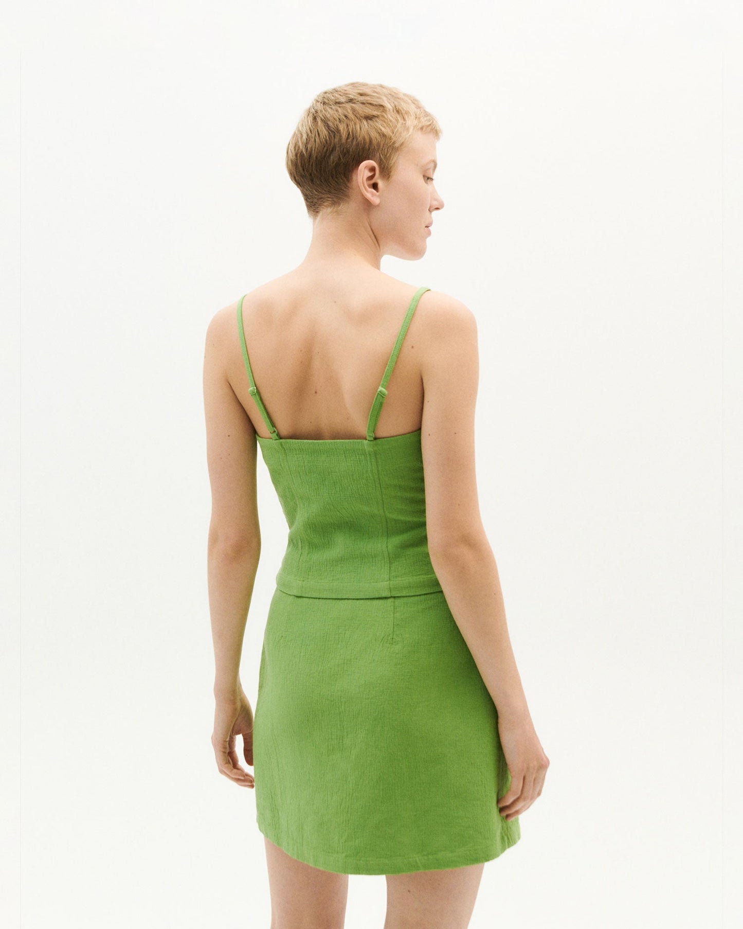 Top vert texturé en coton bio - green ada top