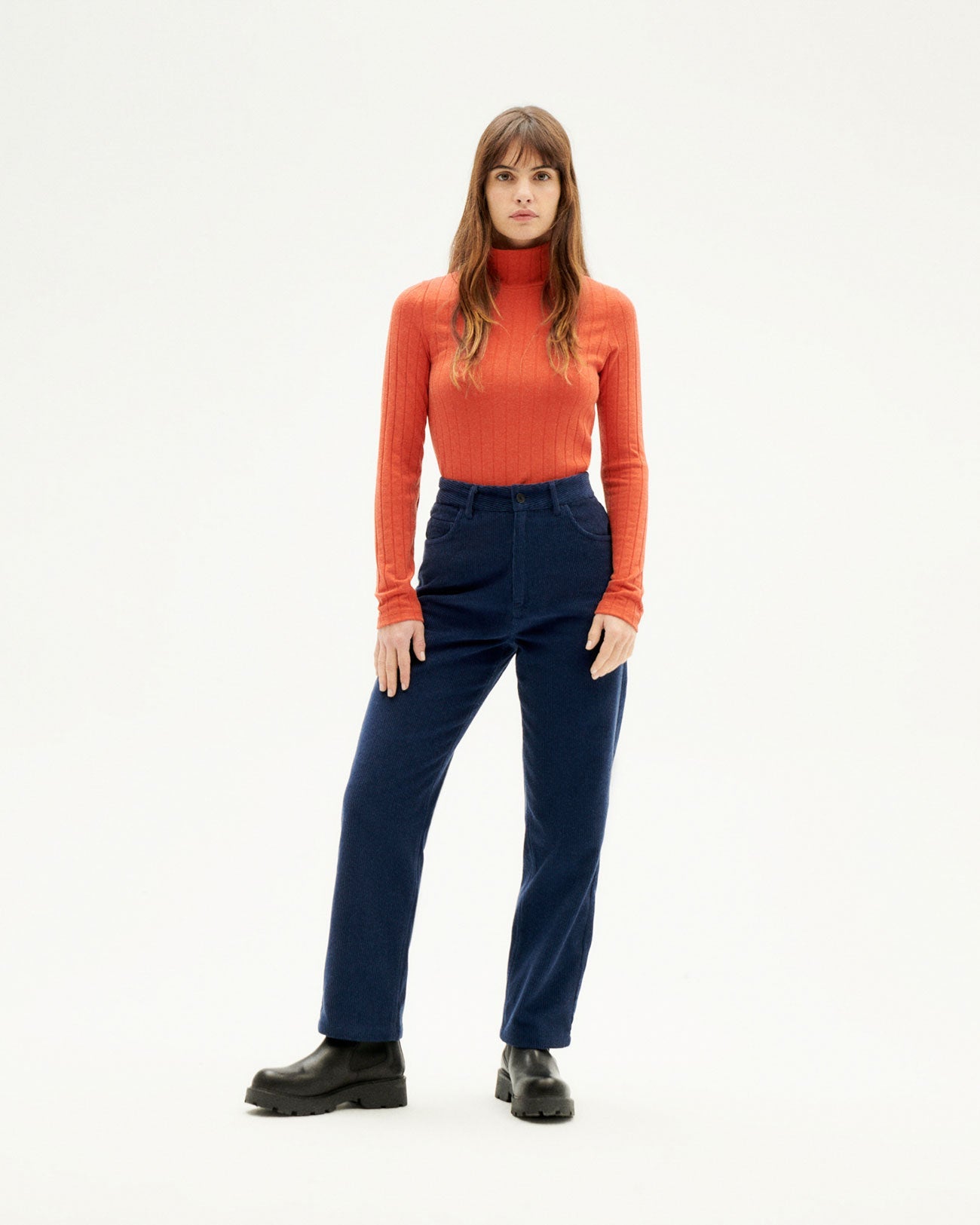 Sous-pull col montant en refibra et coton bio | orange "pumpkin trash ellen"