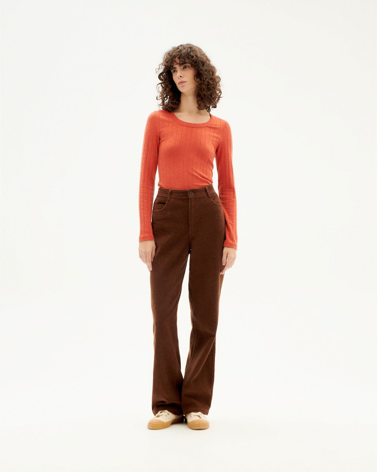 T-shirt manches longues en refibra et coton bio | Orange "pumpkin trash casilda"