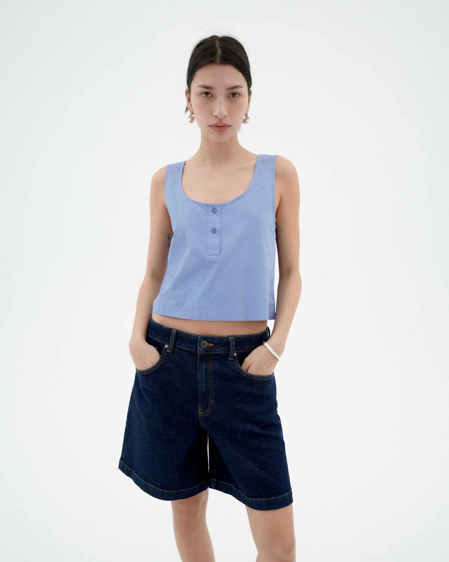 Top en coton bio | bleu "Persian blue justine top - blue"