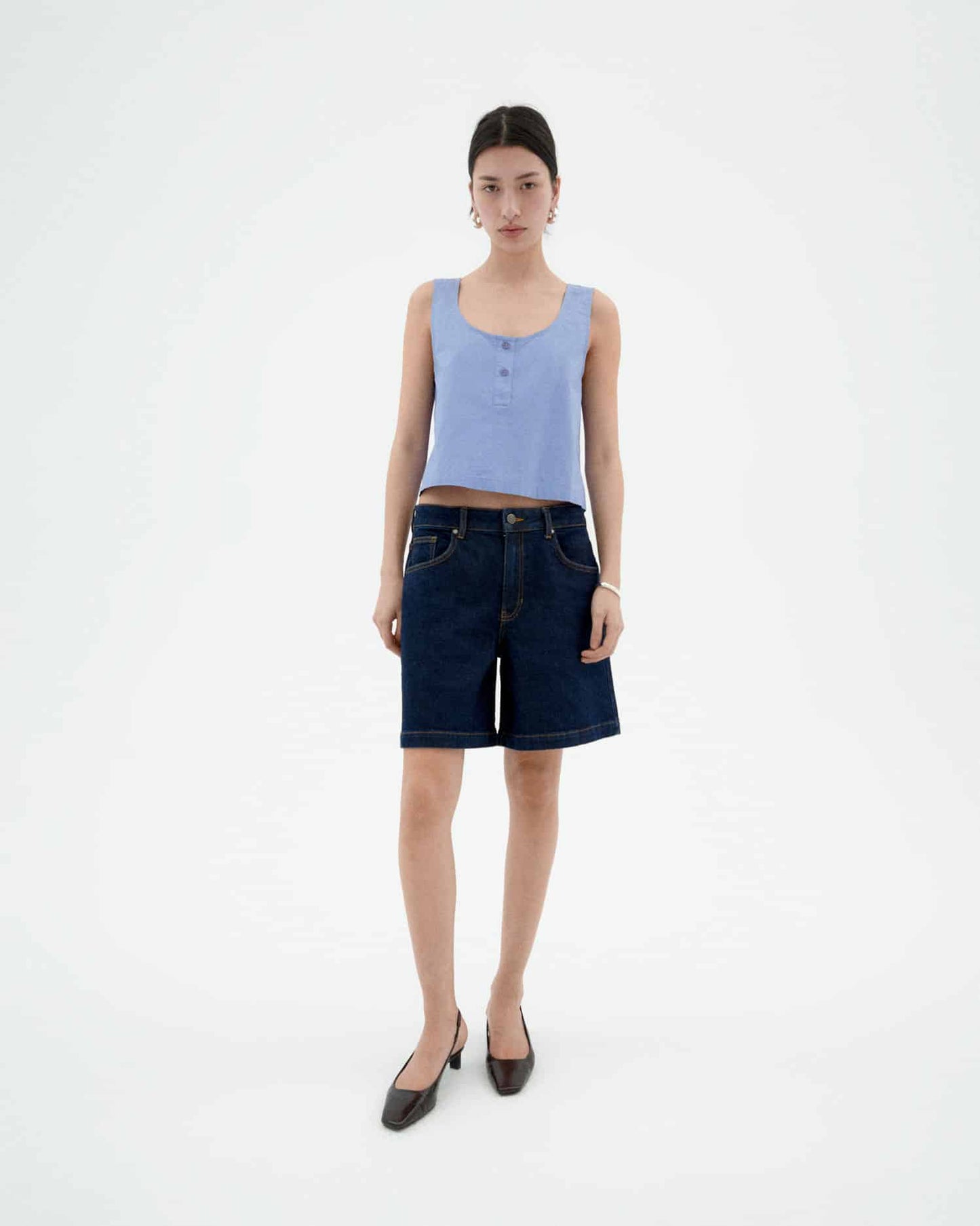 Top en coton bio | bleu "Persian blue justine top - blue"