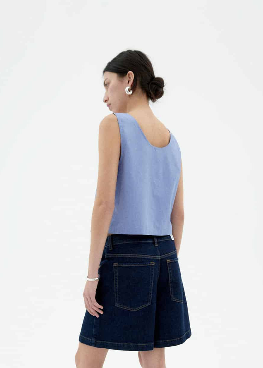 Top en coton bio | bleu "Persian blue justine top - blue"