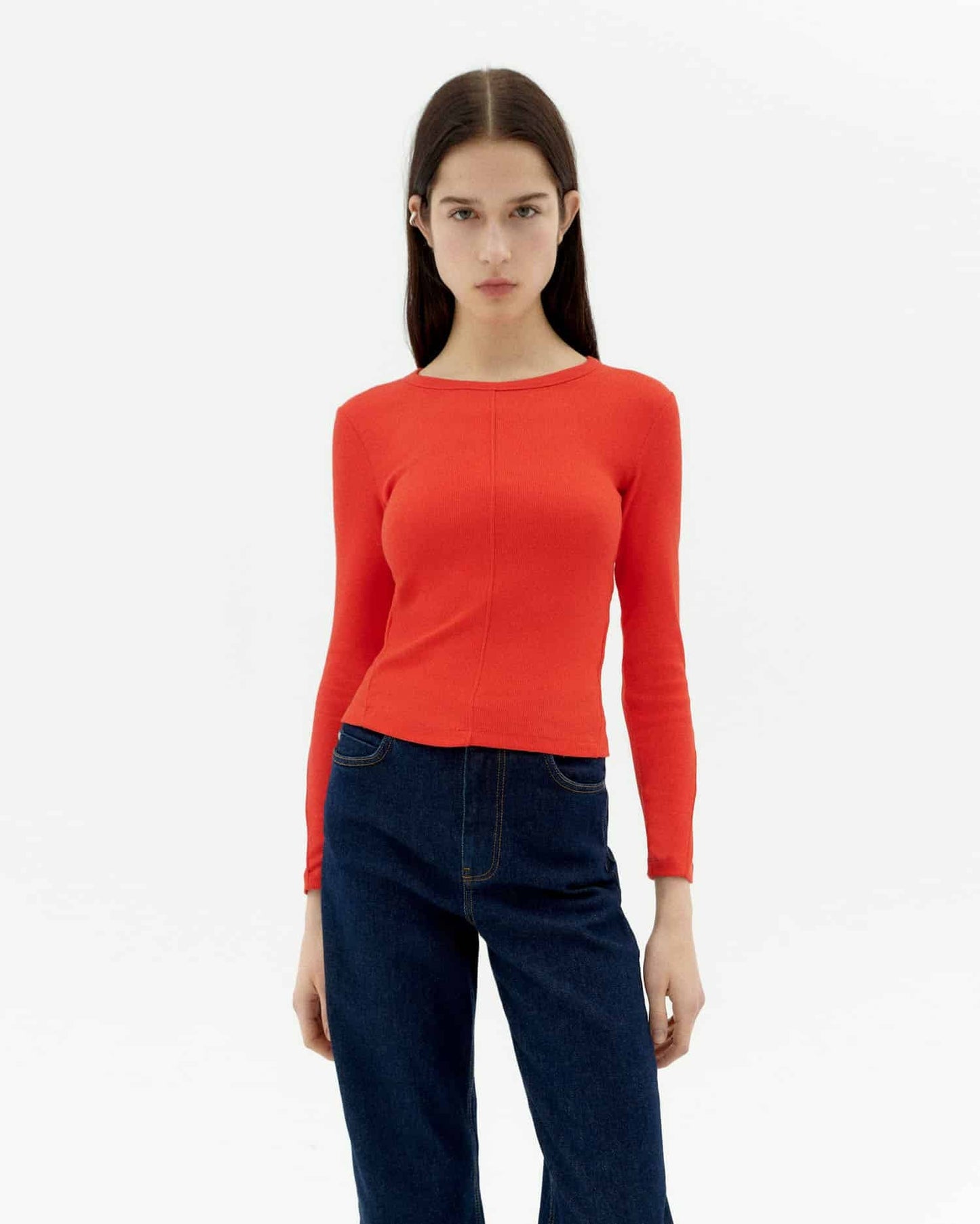T-shirt manches longues en modal et coton bio | rouge "Fiery red susan top"