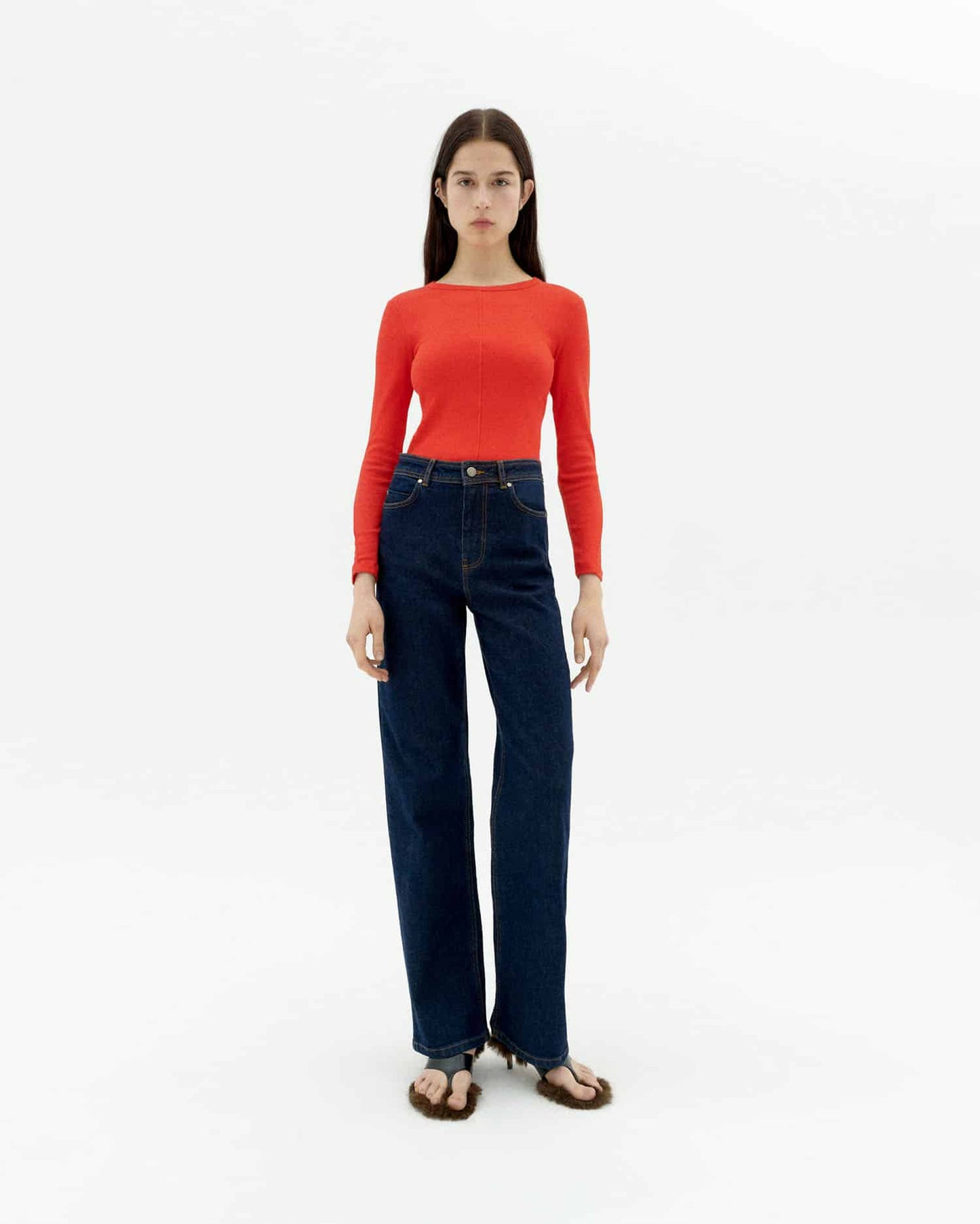 T-shirt manches longues en modal et coton bio | rouge "Fiery red susan top"