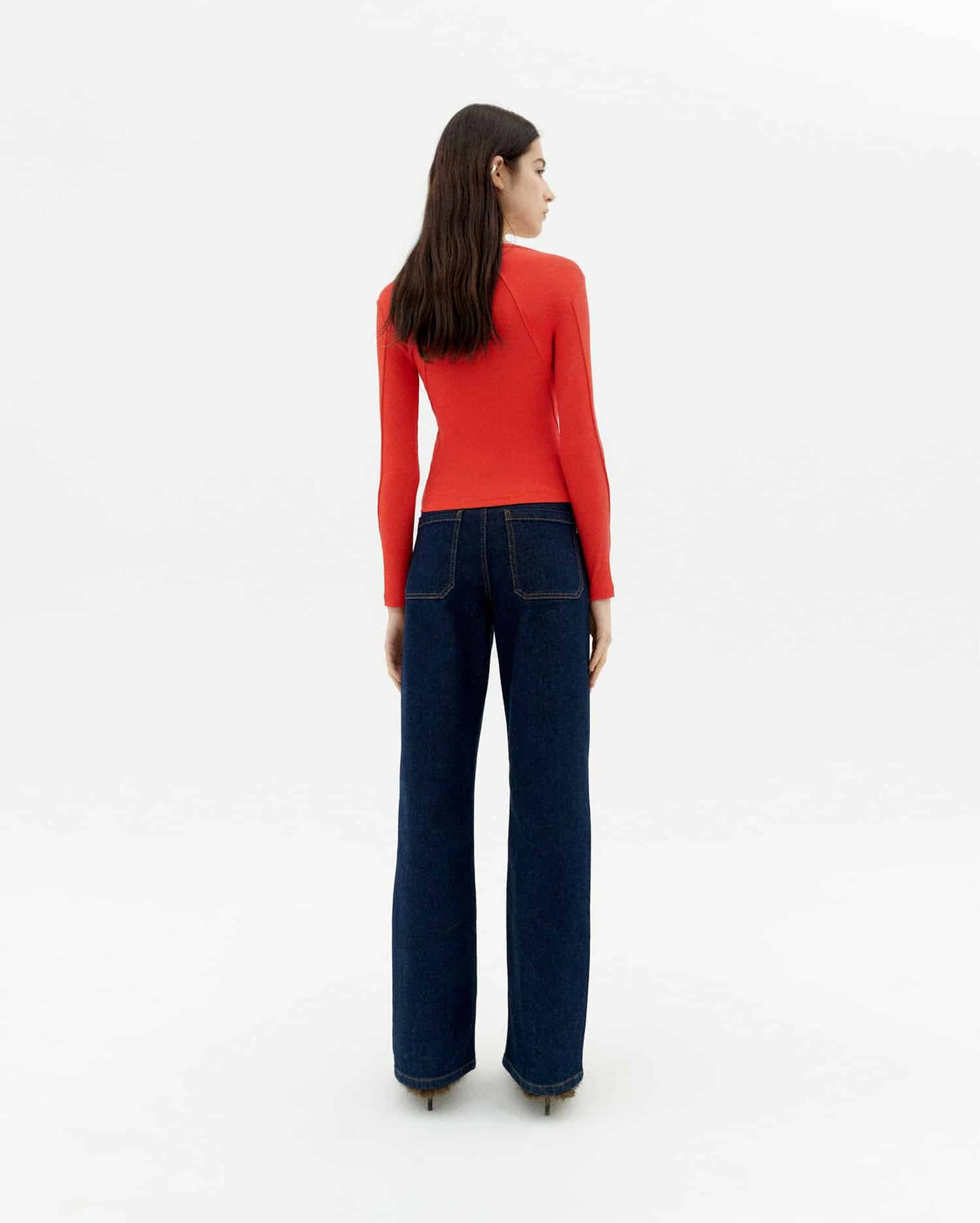 T-shirt manches longues en modal et coton bio | rouge "Fiery red susan top"