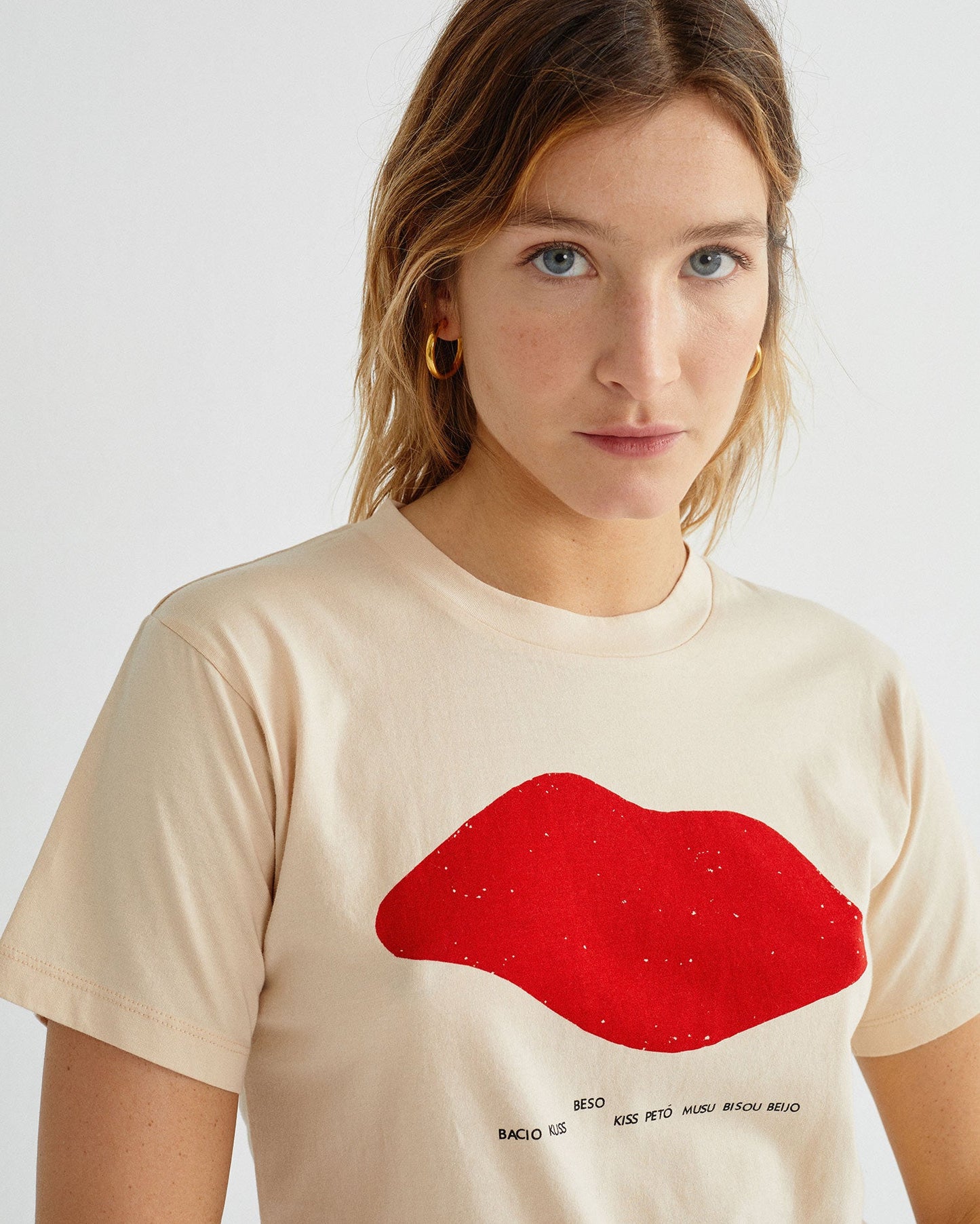 T-shirt imprimé écru en coton bio - Beso