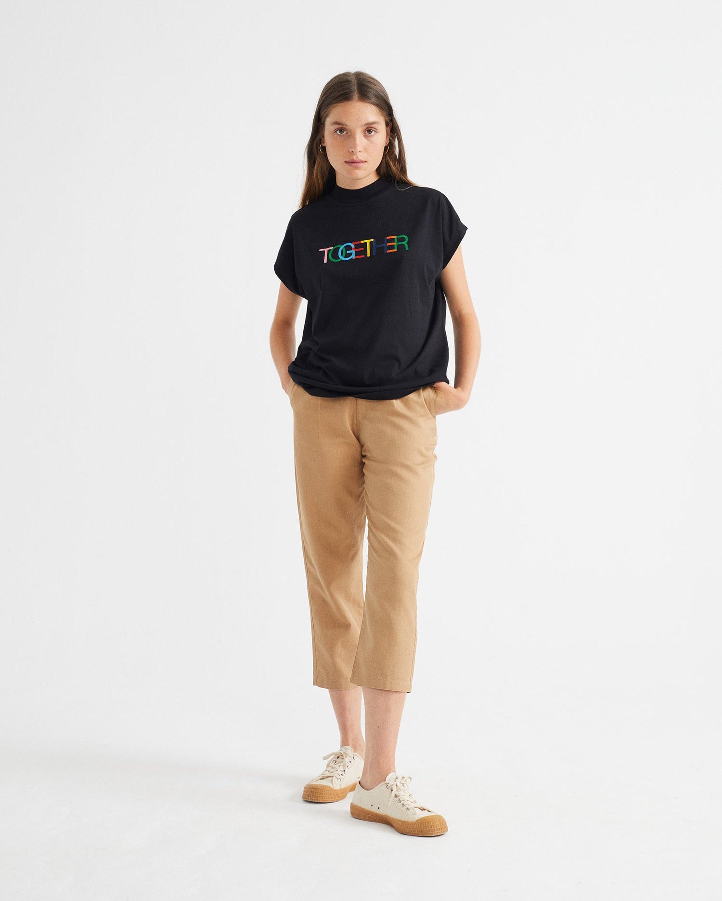 T-shirt imprimé noir en coton bio - Together