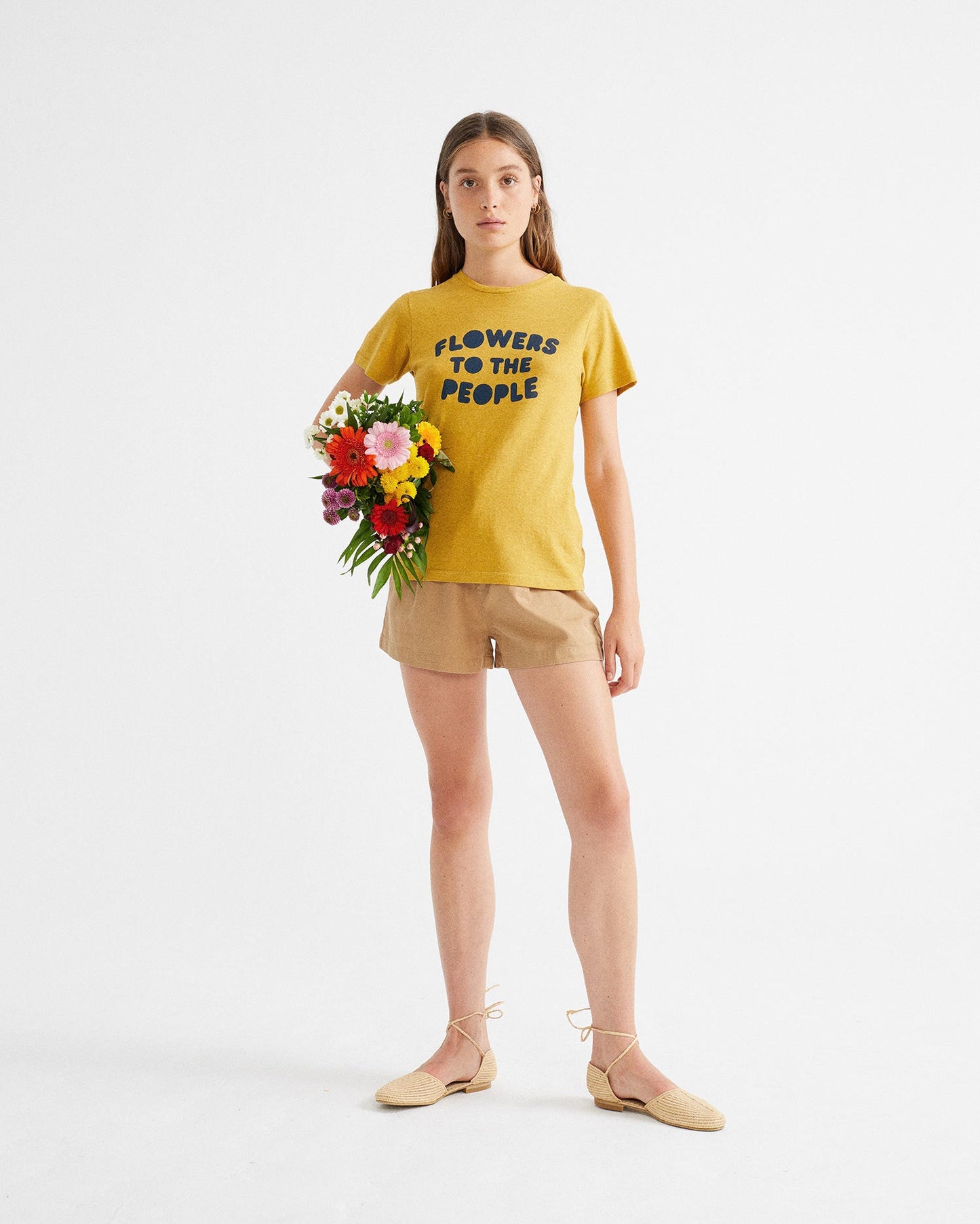 Short léger camel en coton bio - Narciso