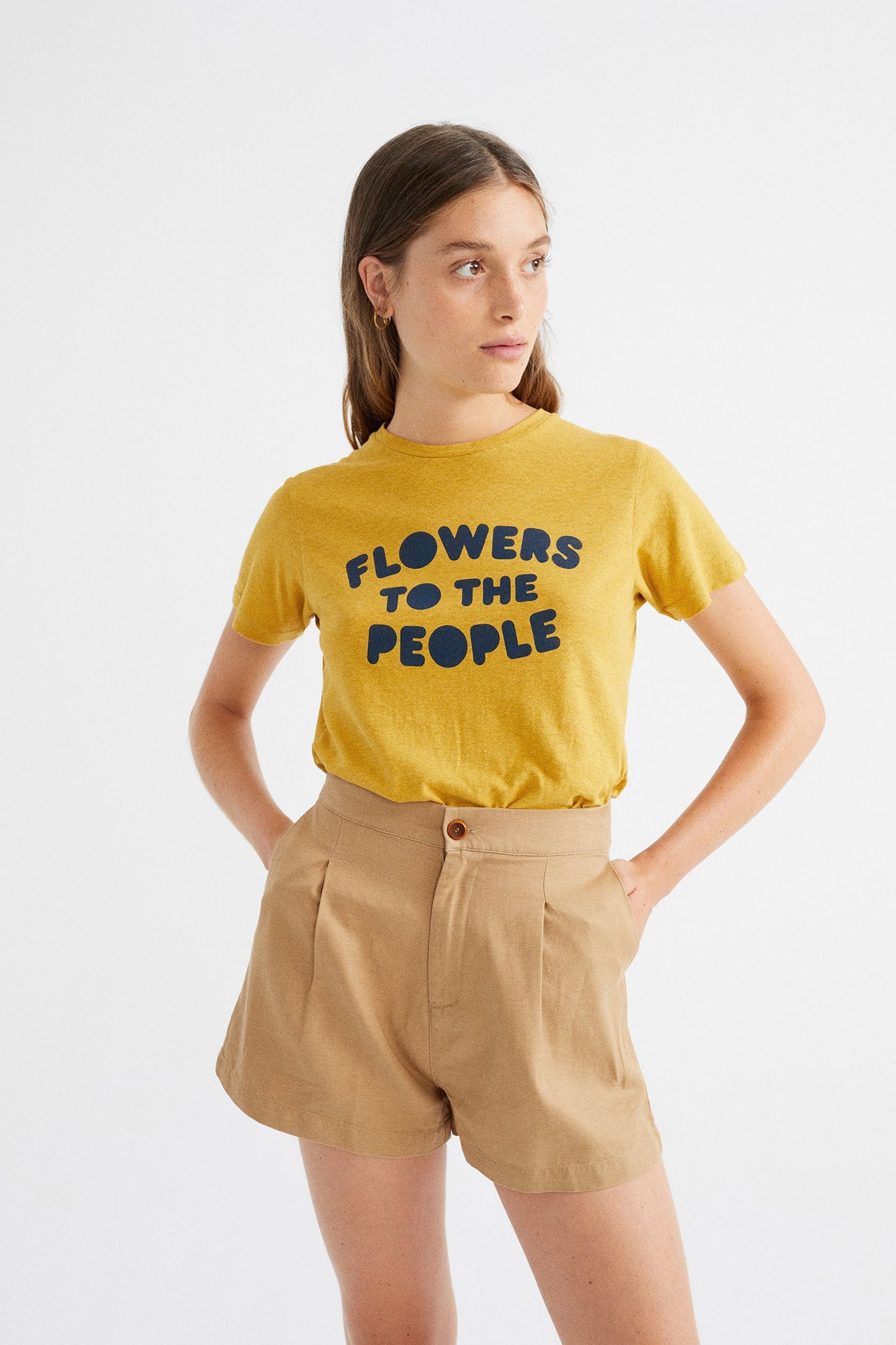 Short léger camel en coton bio - Narciso