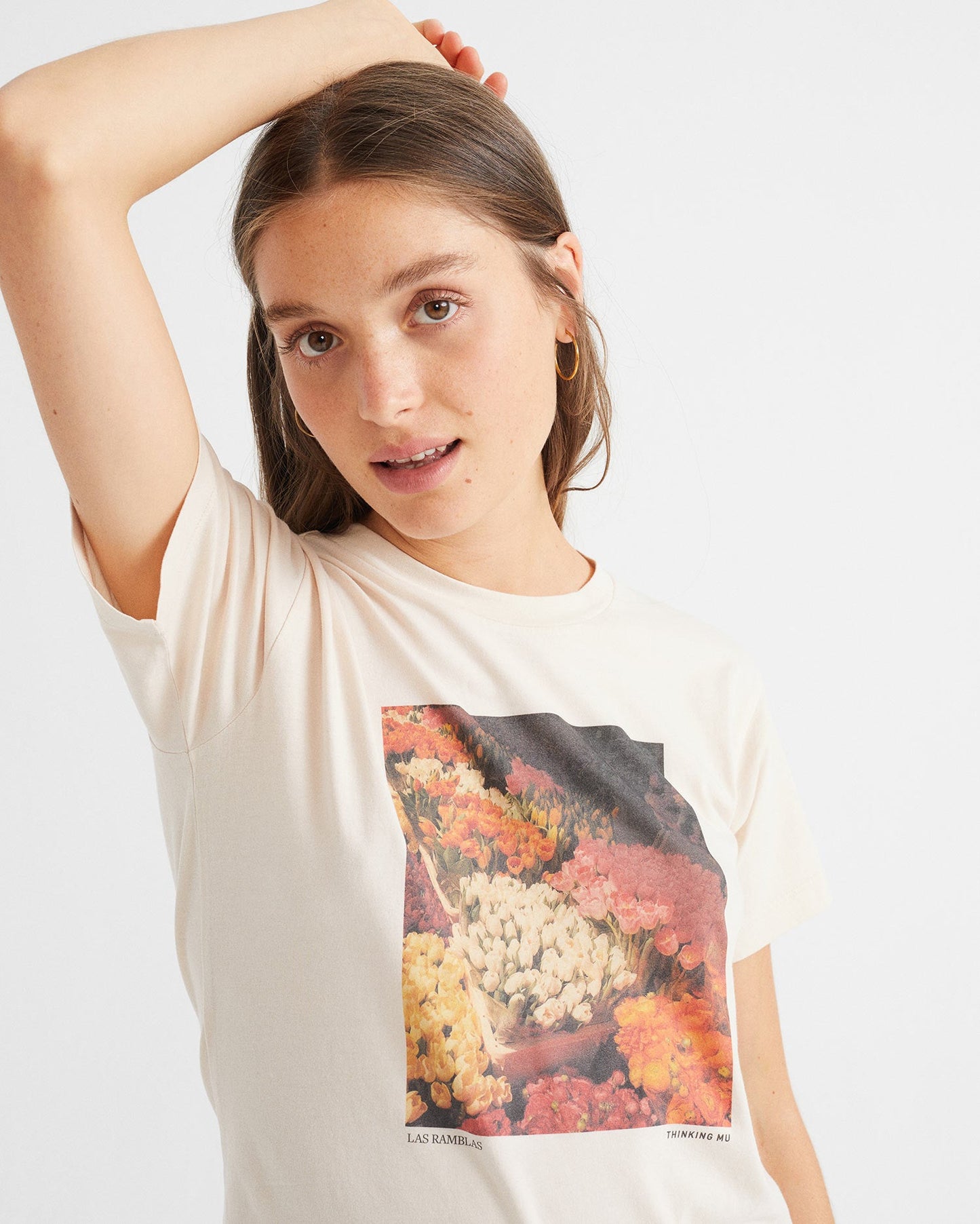 T-shirt imprimé vieux rose en coton bio - Las Ramblas