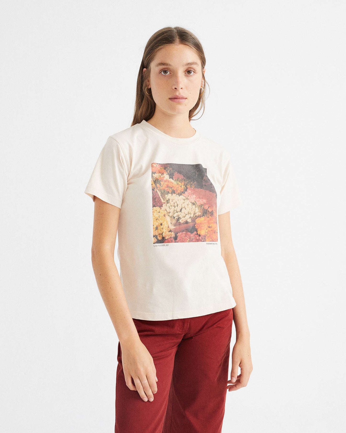 T-shirt imprimé vieux rose en coton bio - Las Ramblas