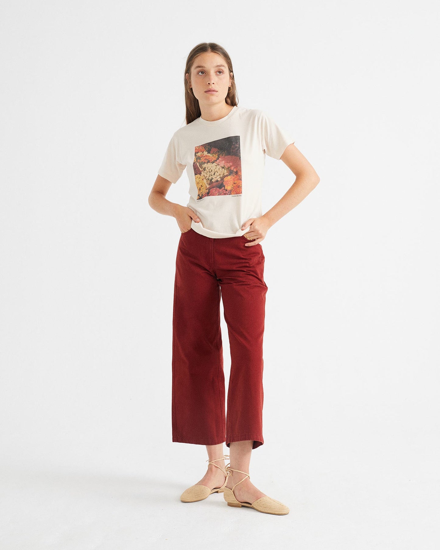 T-shirt imprimé vieux rose en coton bio - Las Ramblas