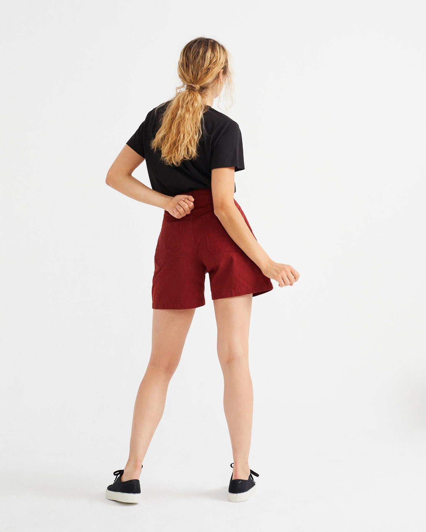 T-shirt col V noir en chanvre et coton bio - Hemp clavel