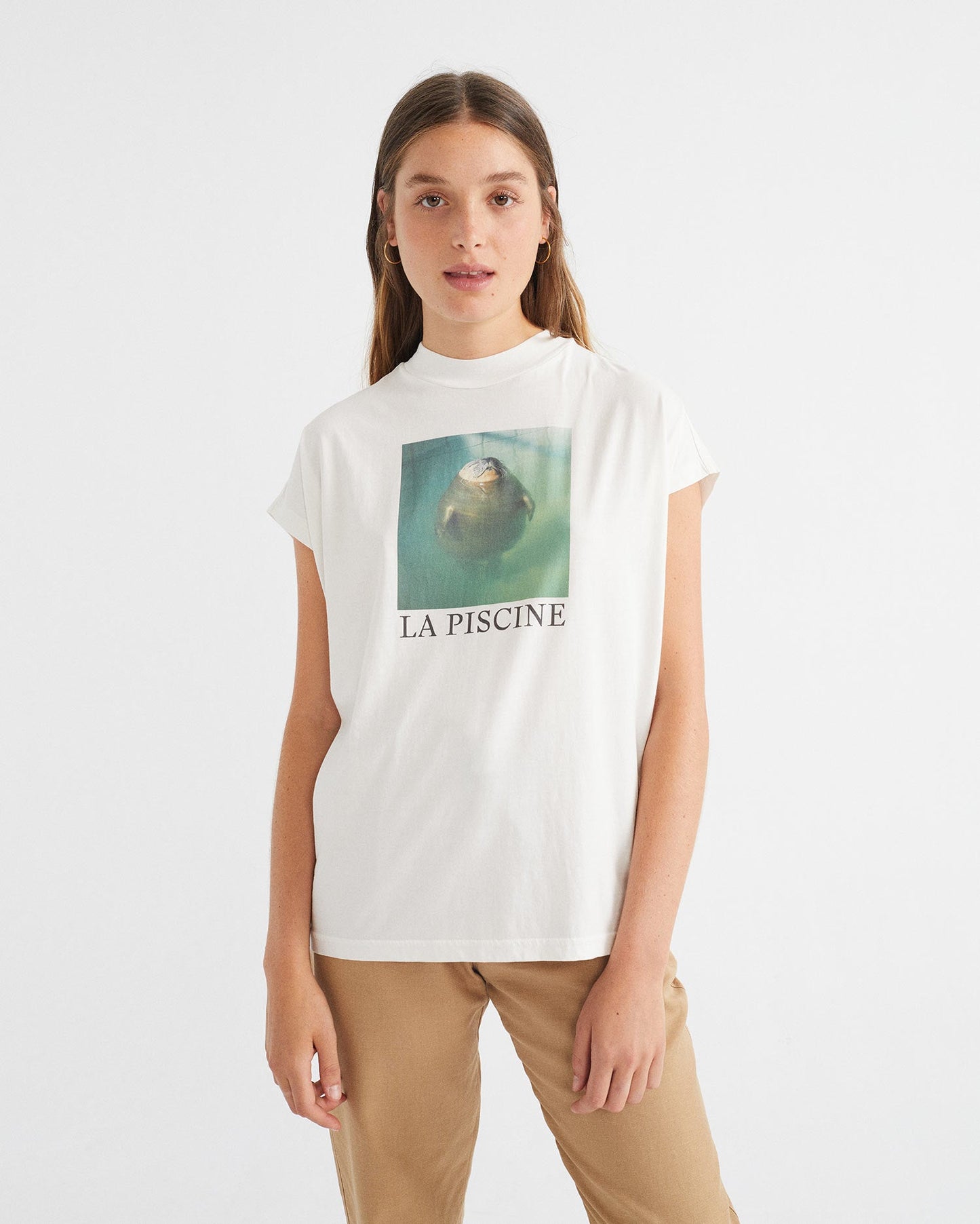 T-shirt blanc avec imprimé en coton bio - ANIMALS