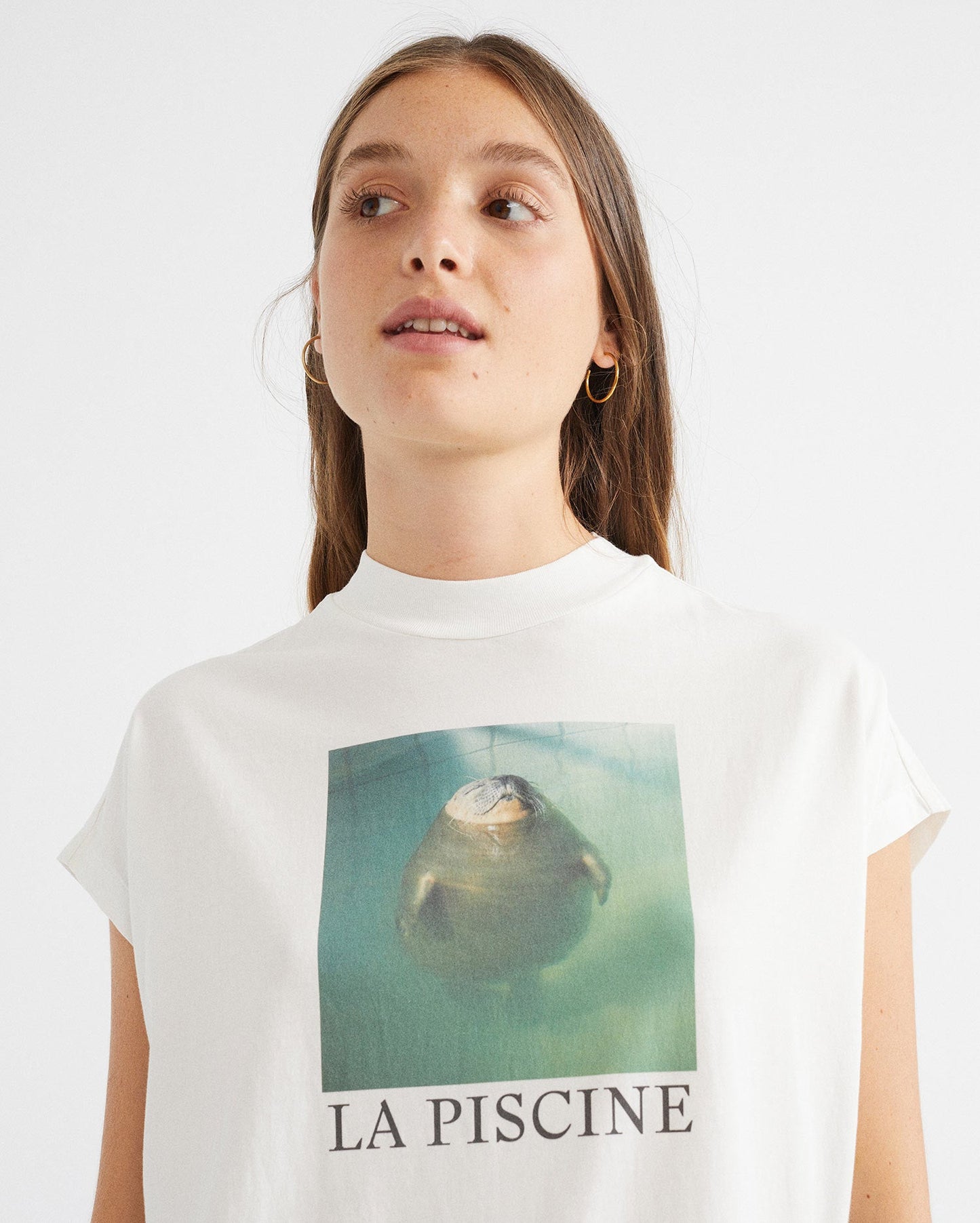 T-shirt blanc avec imprimé en coton bio - ANIMALS