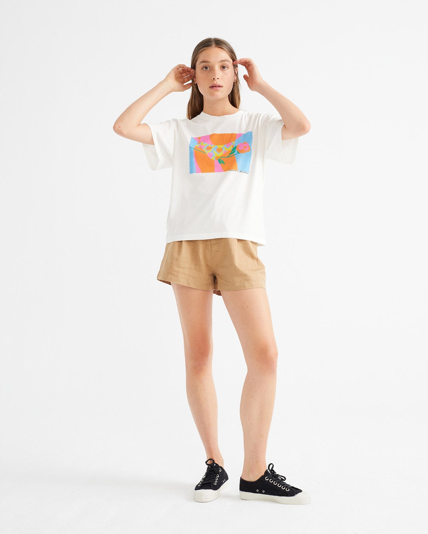 T-shirt blanc à imprimé multicolore - Tulipan