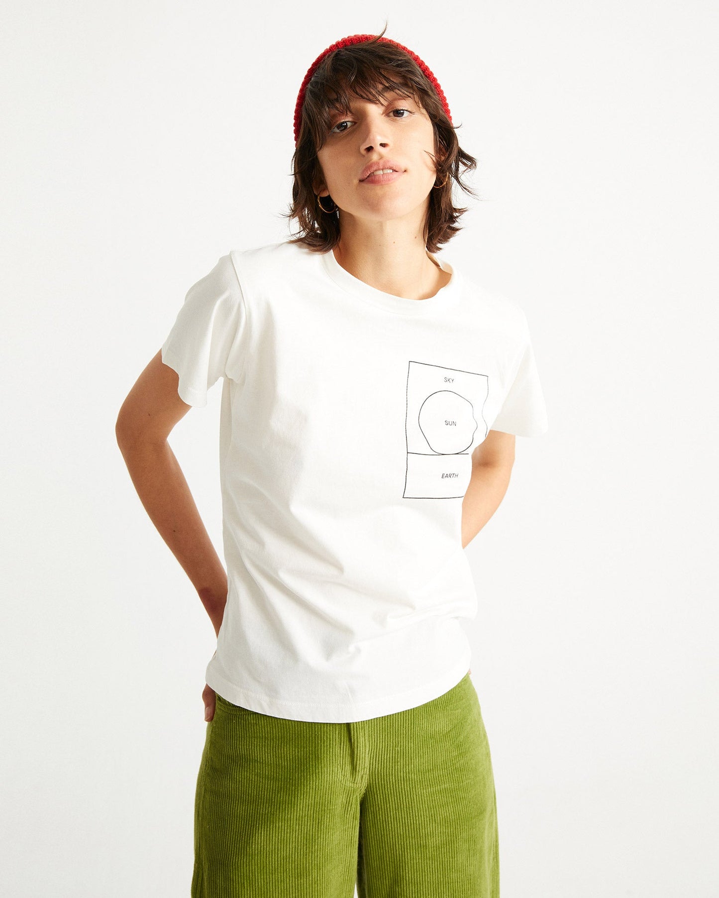 T-shirt blanc imprimé en coton bio - Ryan Carl sun
