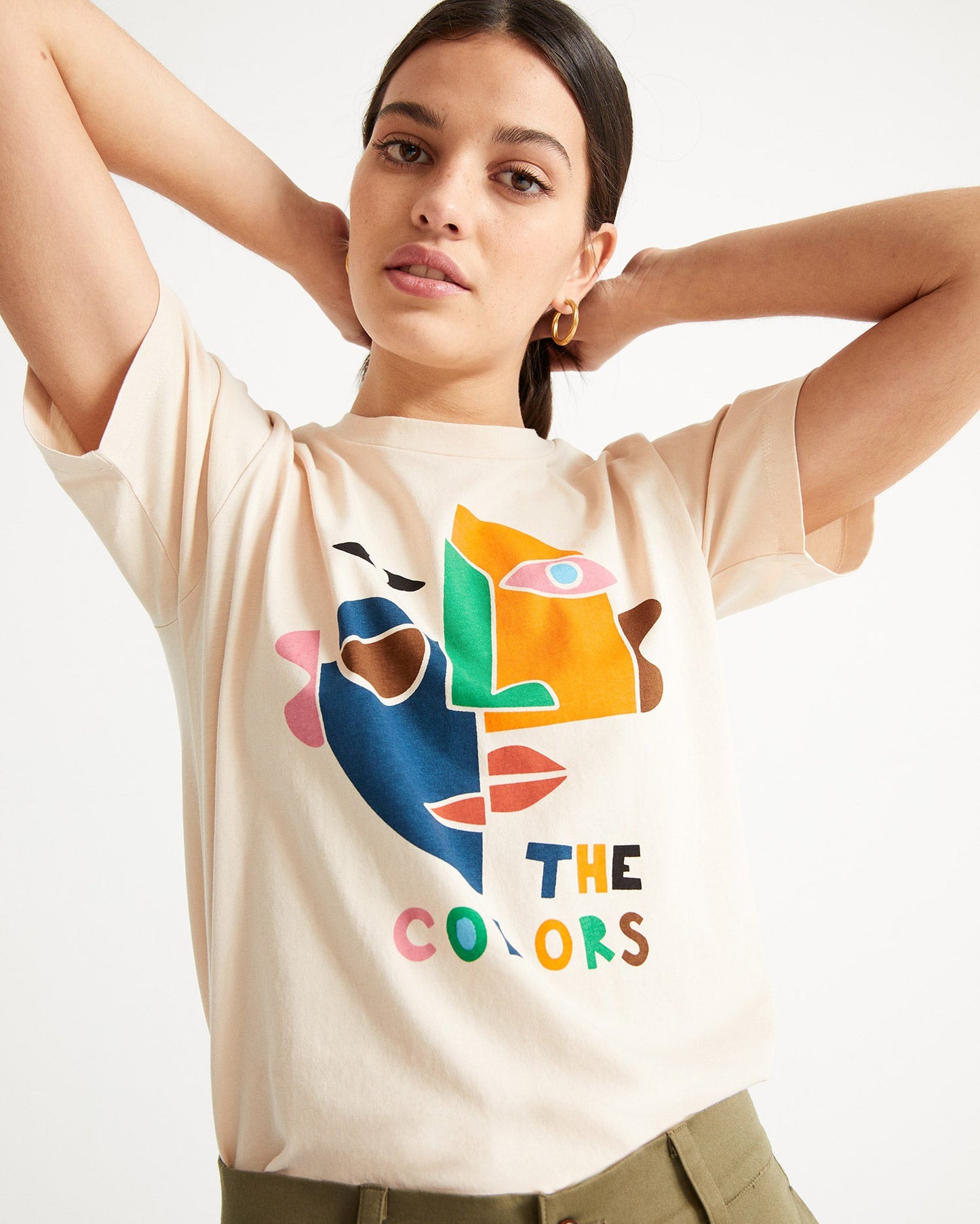 T-shirt imprimé écru en coton bio - The colors