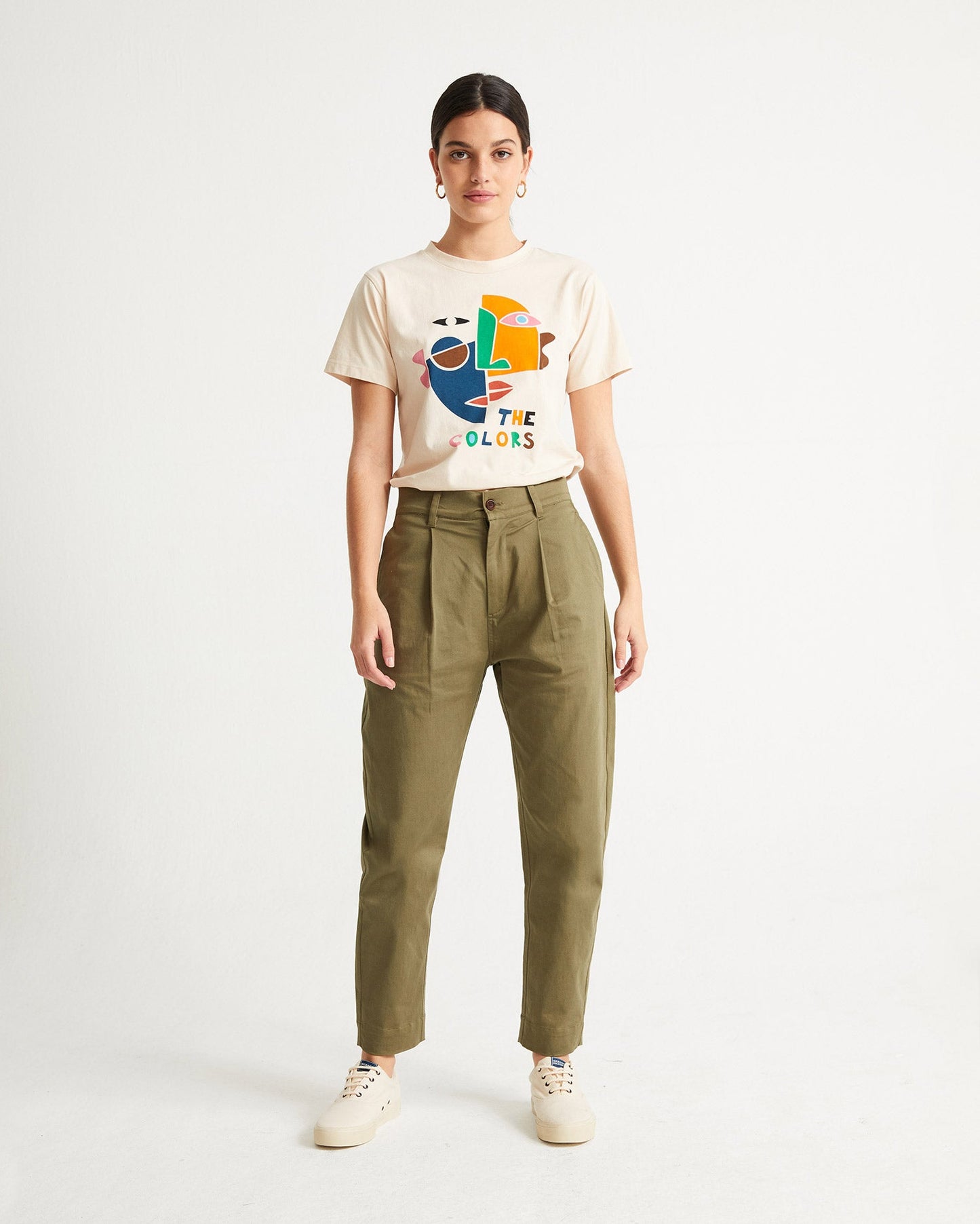 T-shirt imprimé écru en coton bio - The colors