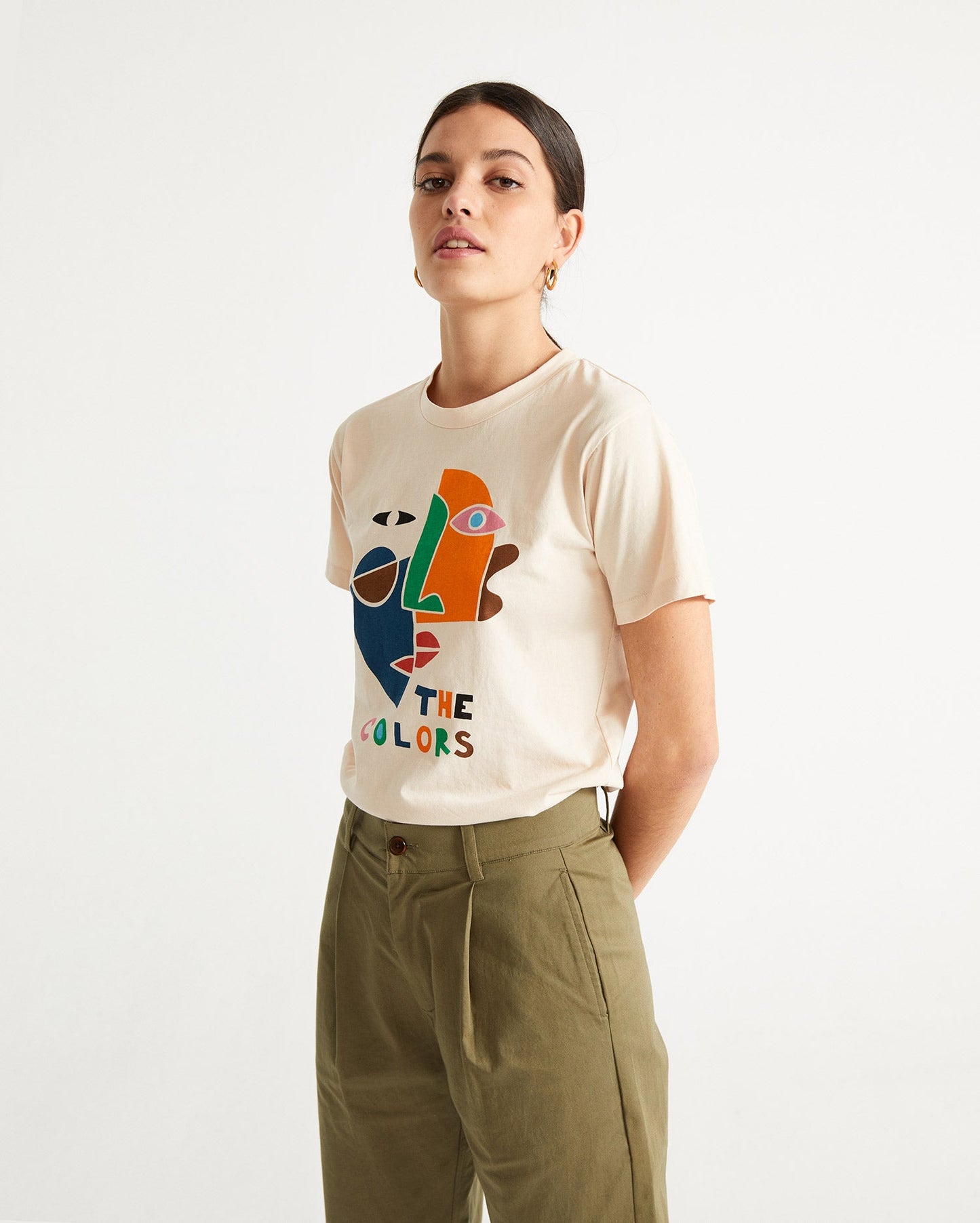 T-shirt imprimé écru en coton bio - The colors