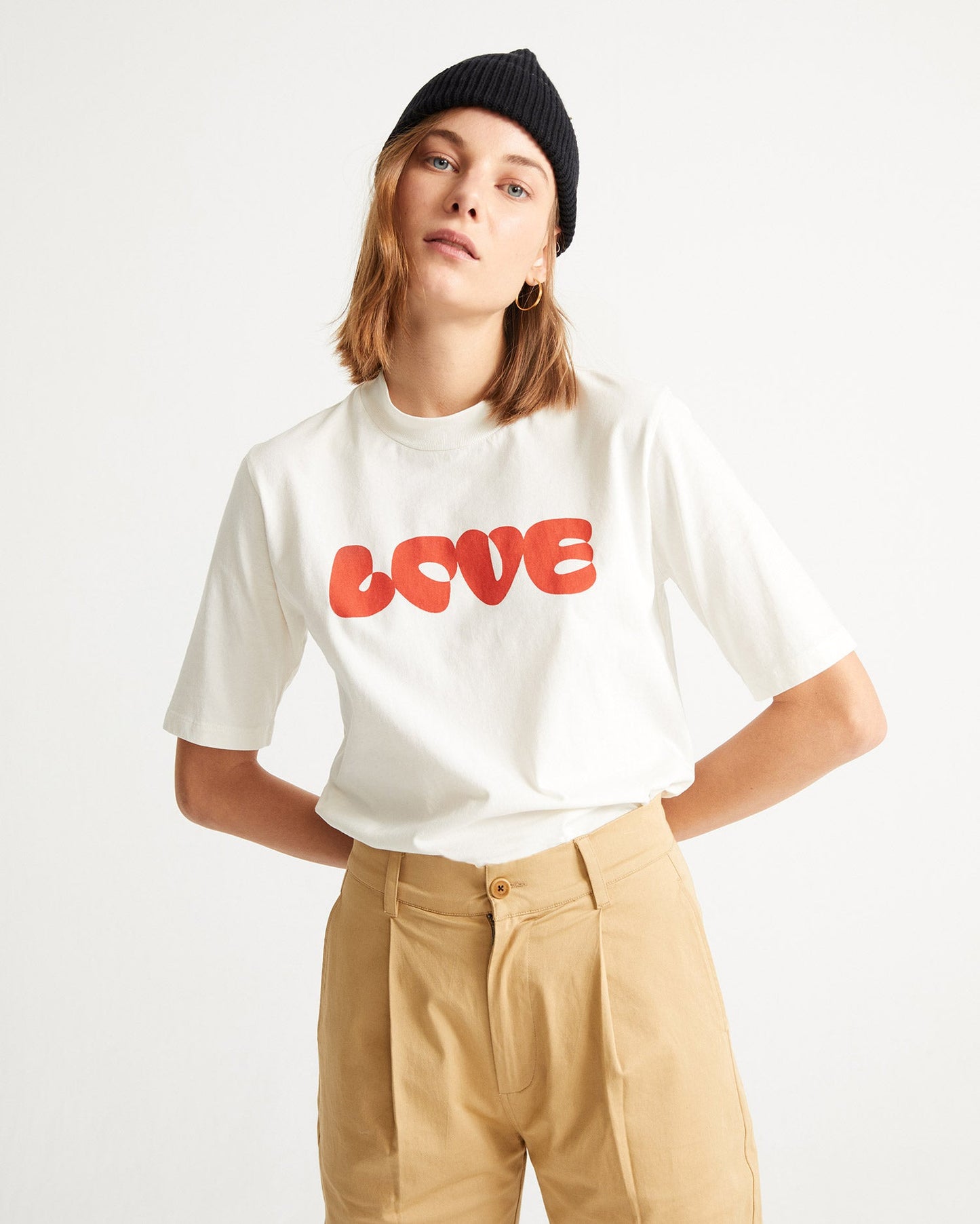 T-shirt imprimé blanc en coton bio - Love