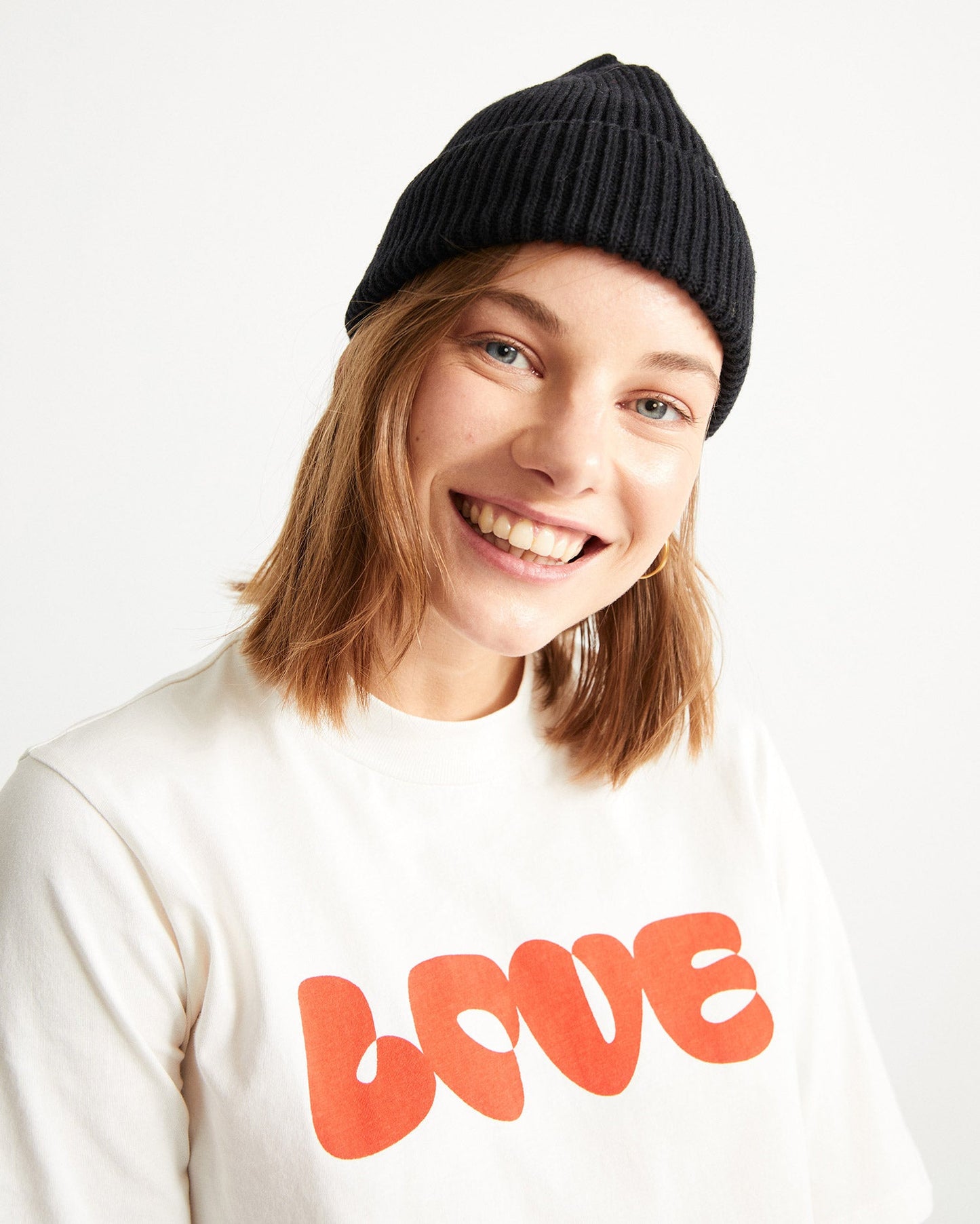 T-shirt imprimé blanc en coton bio - Love