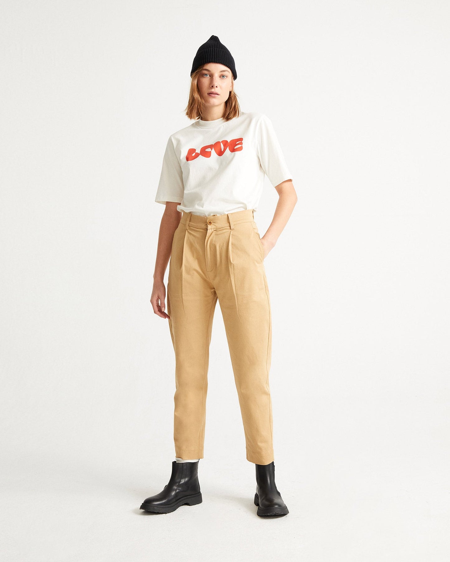 T-shirt imprimé blanc en coton bio - Love
