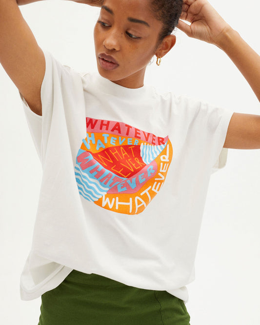 T-shirt imprimé en coton bio - WHATEVER T-SHIRT snow white