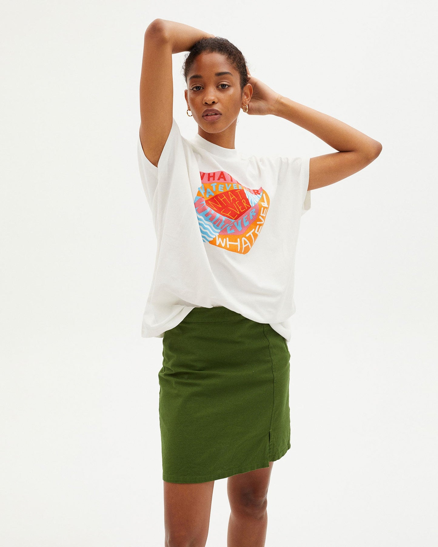 T-shirt imprimé en coton bio - WHATEVER T-SHIRT snow white