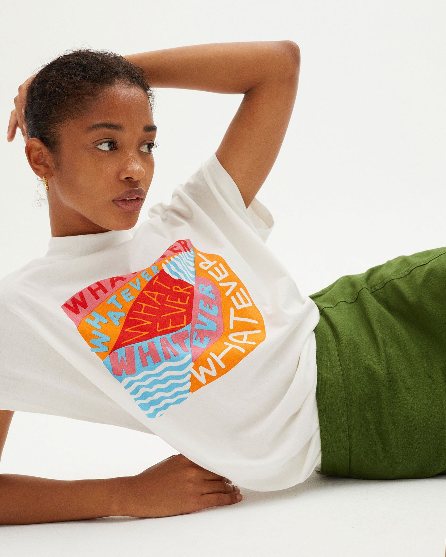 T-shirt imprimé en coton bio - WHATEVER T-SHIRT snow white