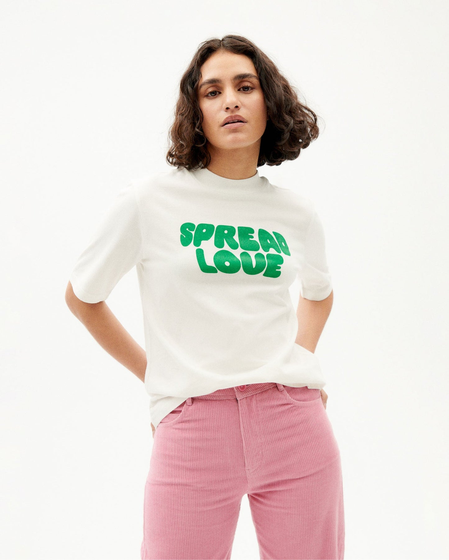 T-shirt blanc imprimé en coton bio - spread love t-shirt  snow white