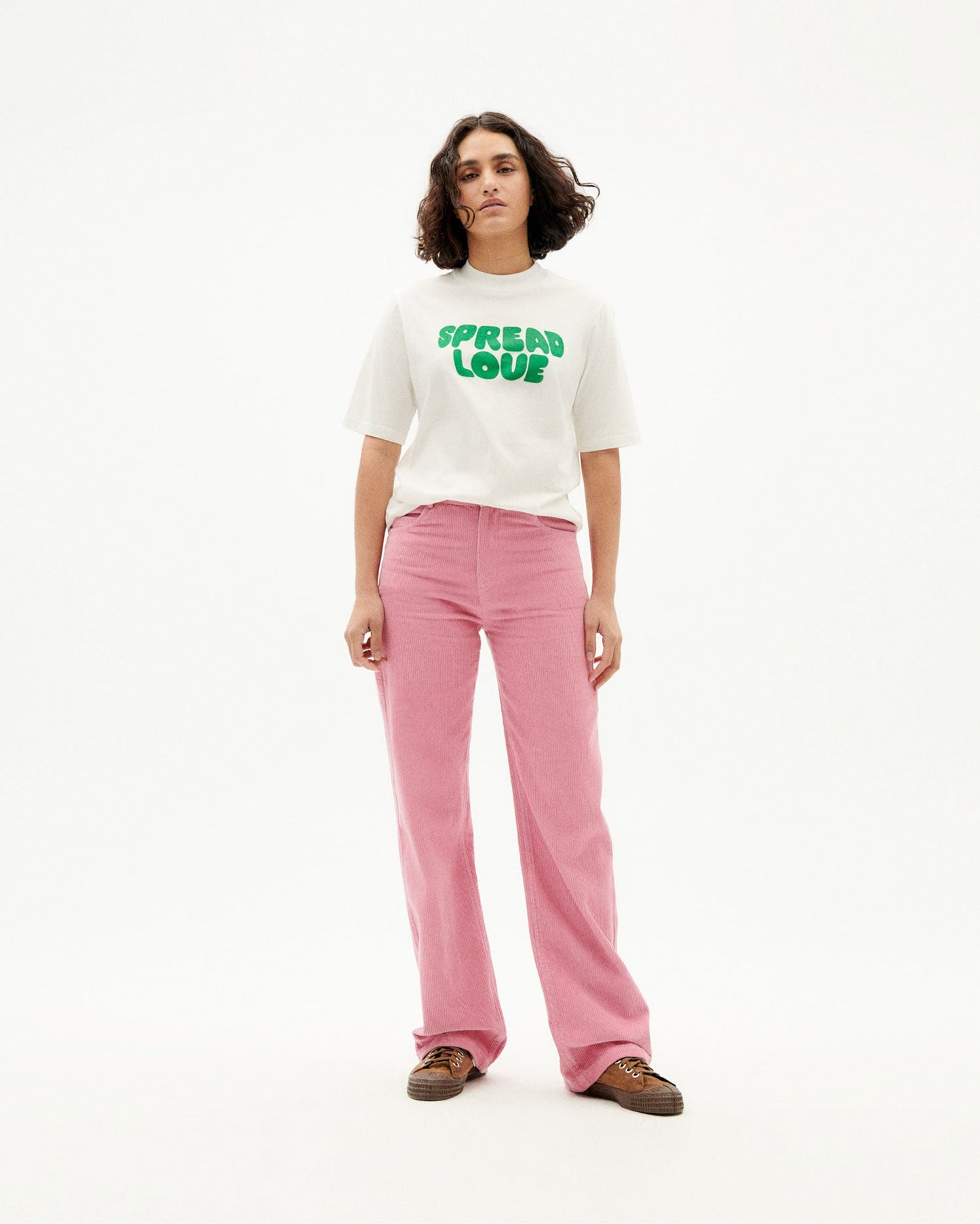 T-shirt blanc imprimé en coton bio - spread love t-shirt  snow white