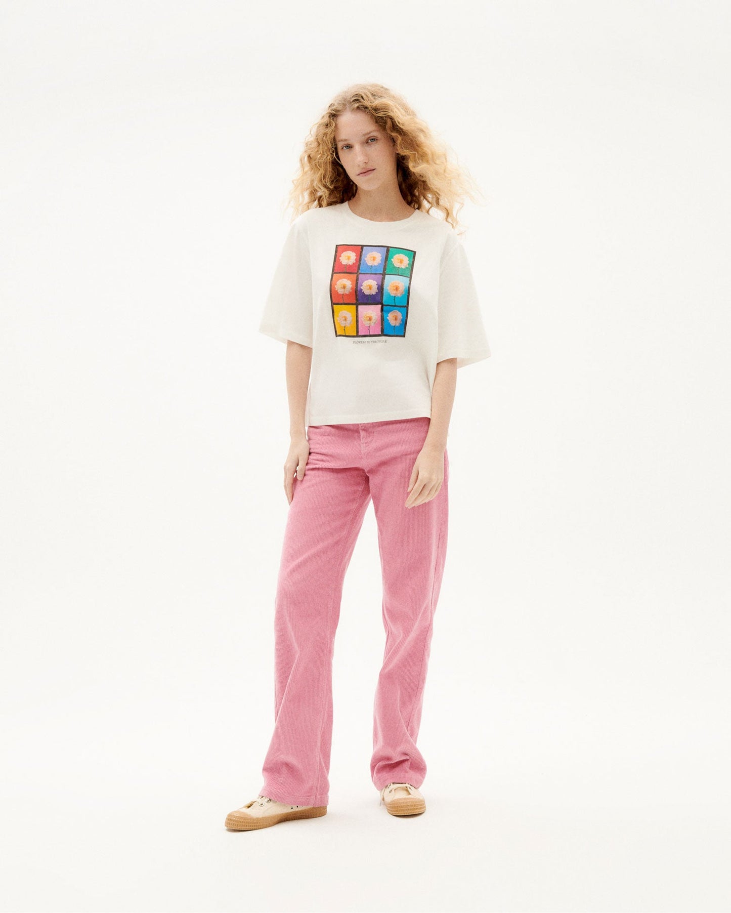 T-shirt blanc imprimé en coton bio - flowers t-shirt snow white