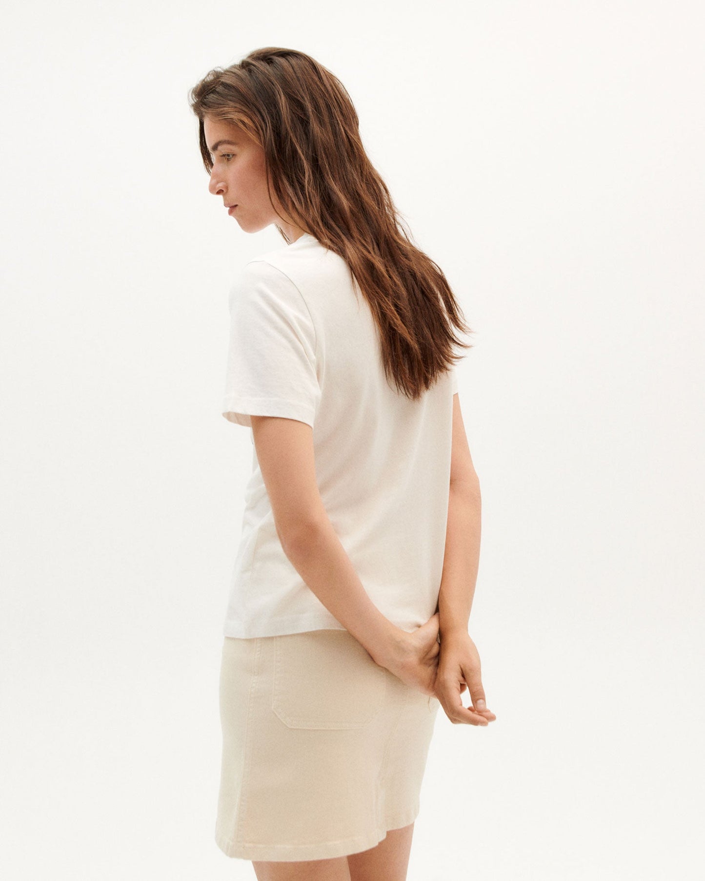 T-shirt blanc imprimé paysage en coton bio - la vie t-shirt snow white