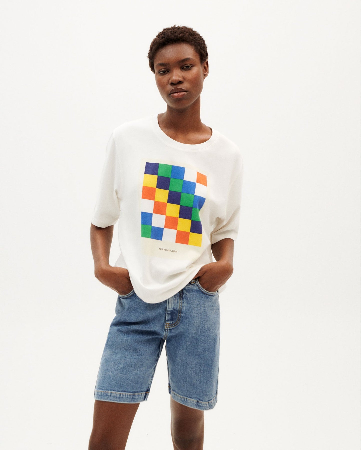T-shirt blanc imprimé multicolore en coton bio - yes to color t-shirt snow white